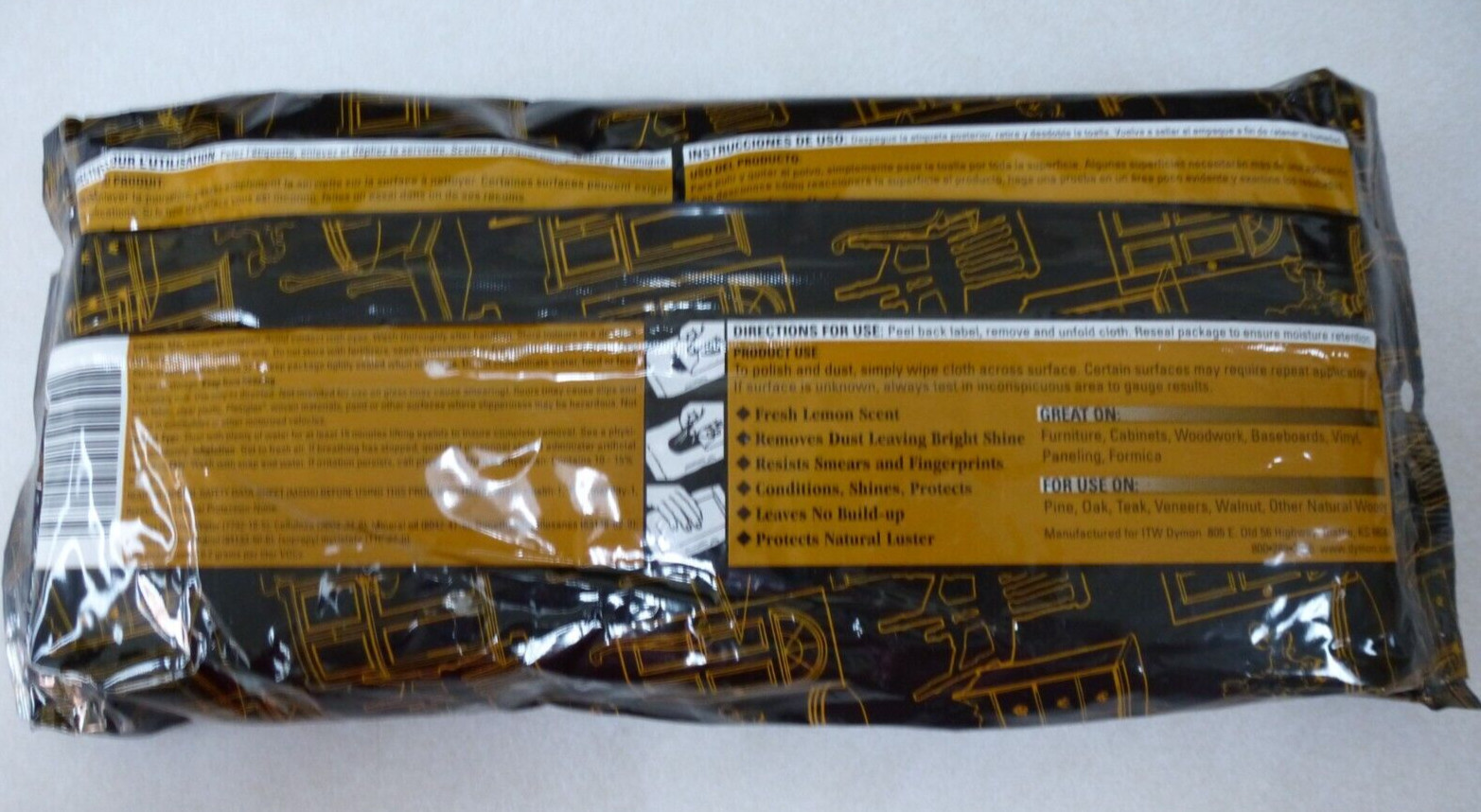 6 NEW PACKAGES OF LEMON GLO 18-PACK FURNITURE POLISHING CLOTHS 8″ x 11″ #91018