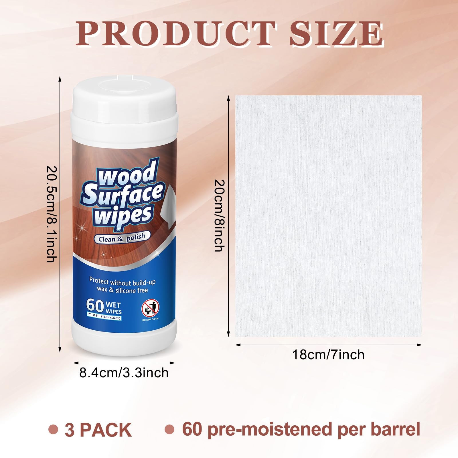 3 Pack 180 Count Wood Surfaces Wood Cleaner and Polish Furniture Floor Wet Ca…
