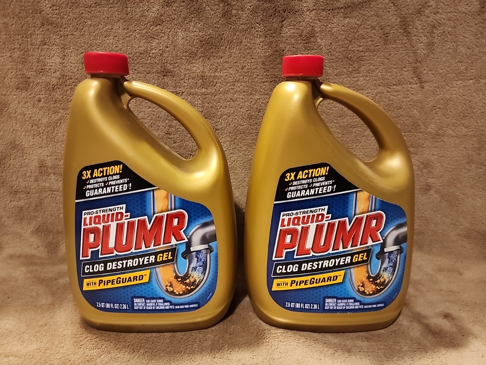 Lot of 2: Liquid PLUMR Pro Strength CLOG DESTROYER GEL Plus Pipe Guard 80 oz ea