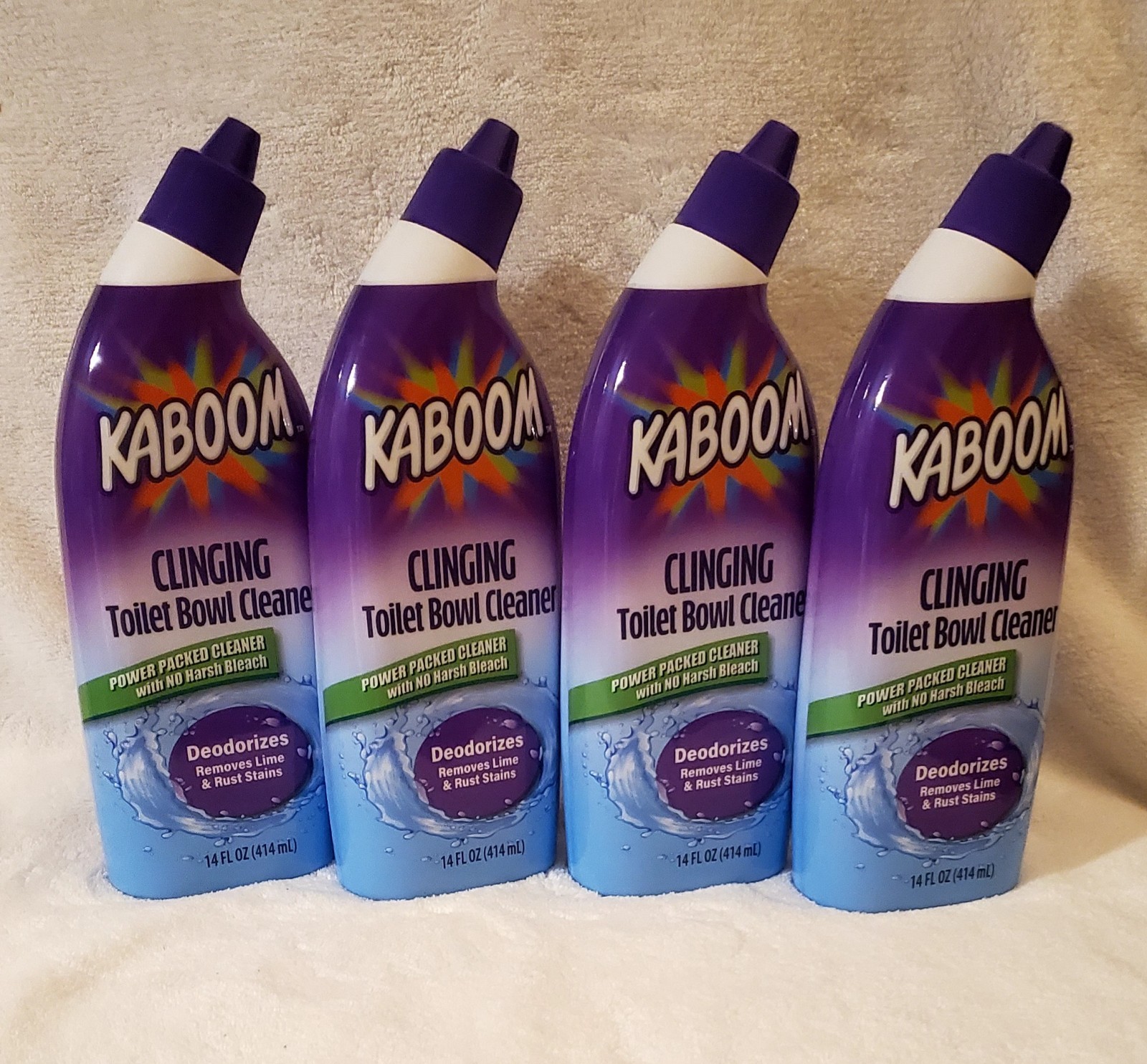(4) KABOOM Clinging Toilet Bowl Cleaner and Deodorizer 14 Oz/each
