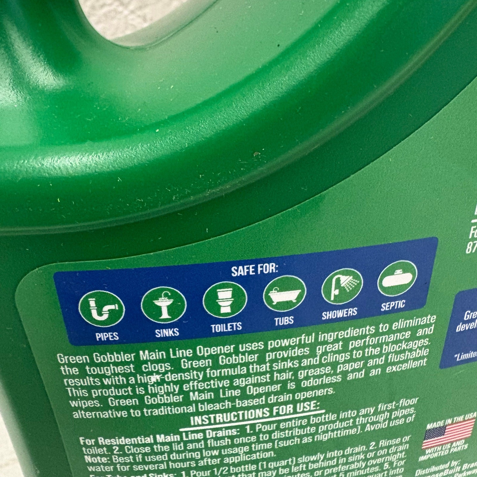 6-Pack Green Gobbler Main Line & Sewer Clog Remover Drain Cleaner 64 oz Each