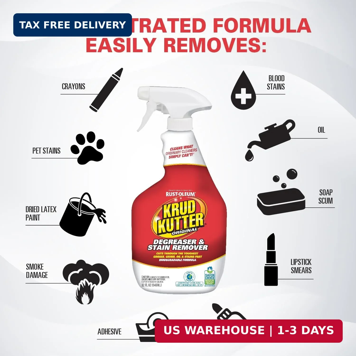 Krud Kutter Original Cleaner Degreaser Spray, 32 oz, Heavy Duty Multi Surface Cl