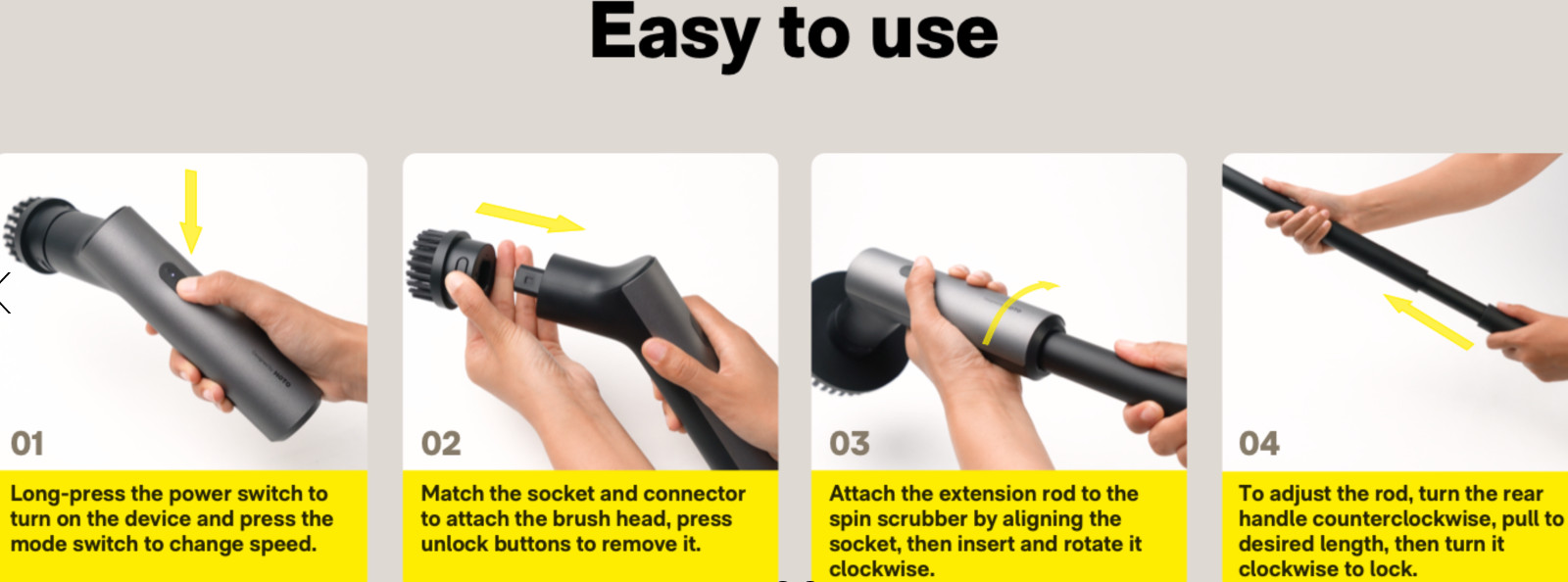 HOTO Electric Spin Scrubber IPX7