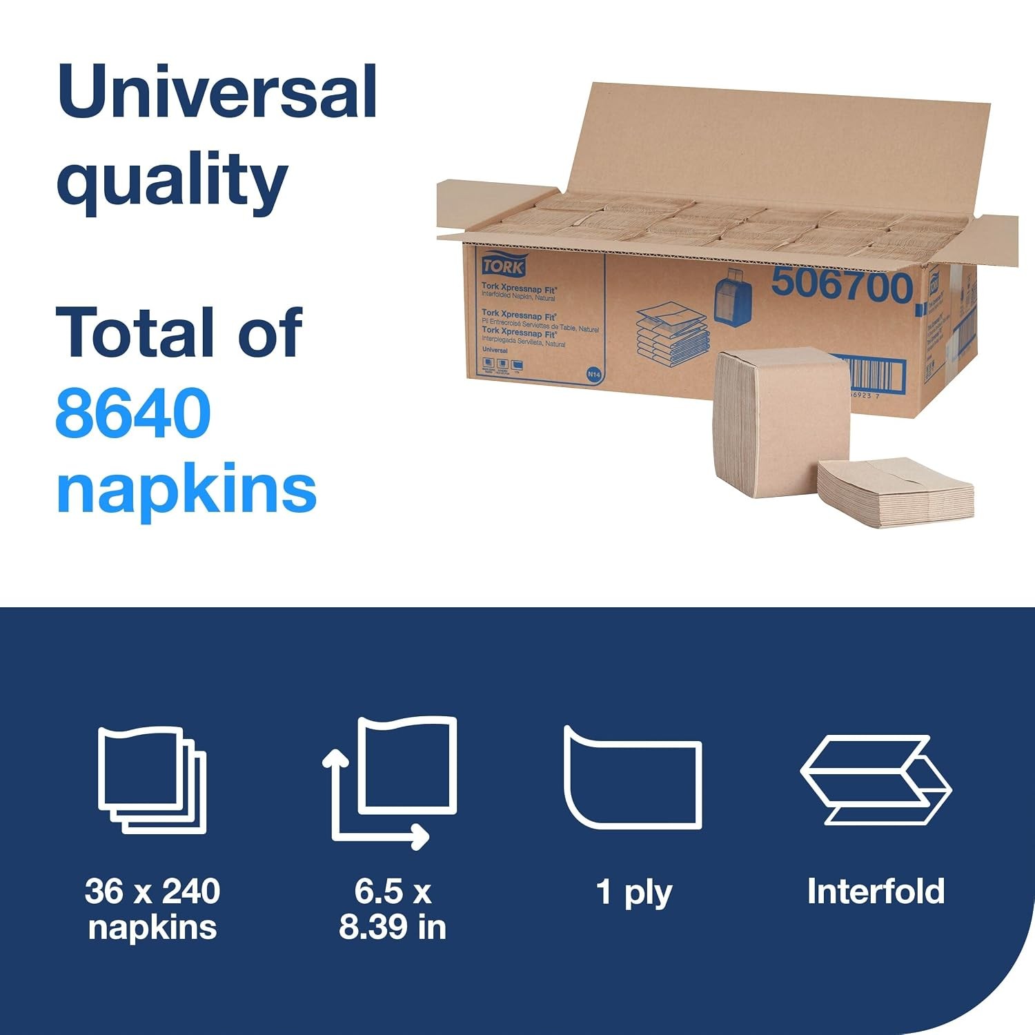 Tork Xpressnap Fit Natural Dispenser Napkin N14, C-Fold, 1 ply, 240 napkins, 4