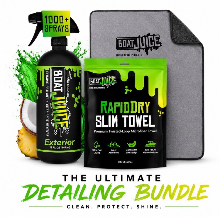 Boat Juice Exterior Cleaner 32oz + Rapid Dry Microfiber Towel 28×26 Bundle New
