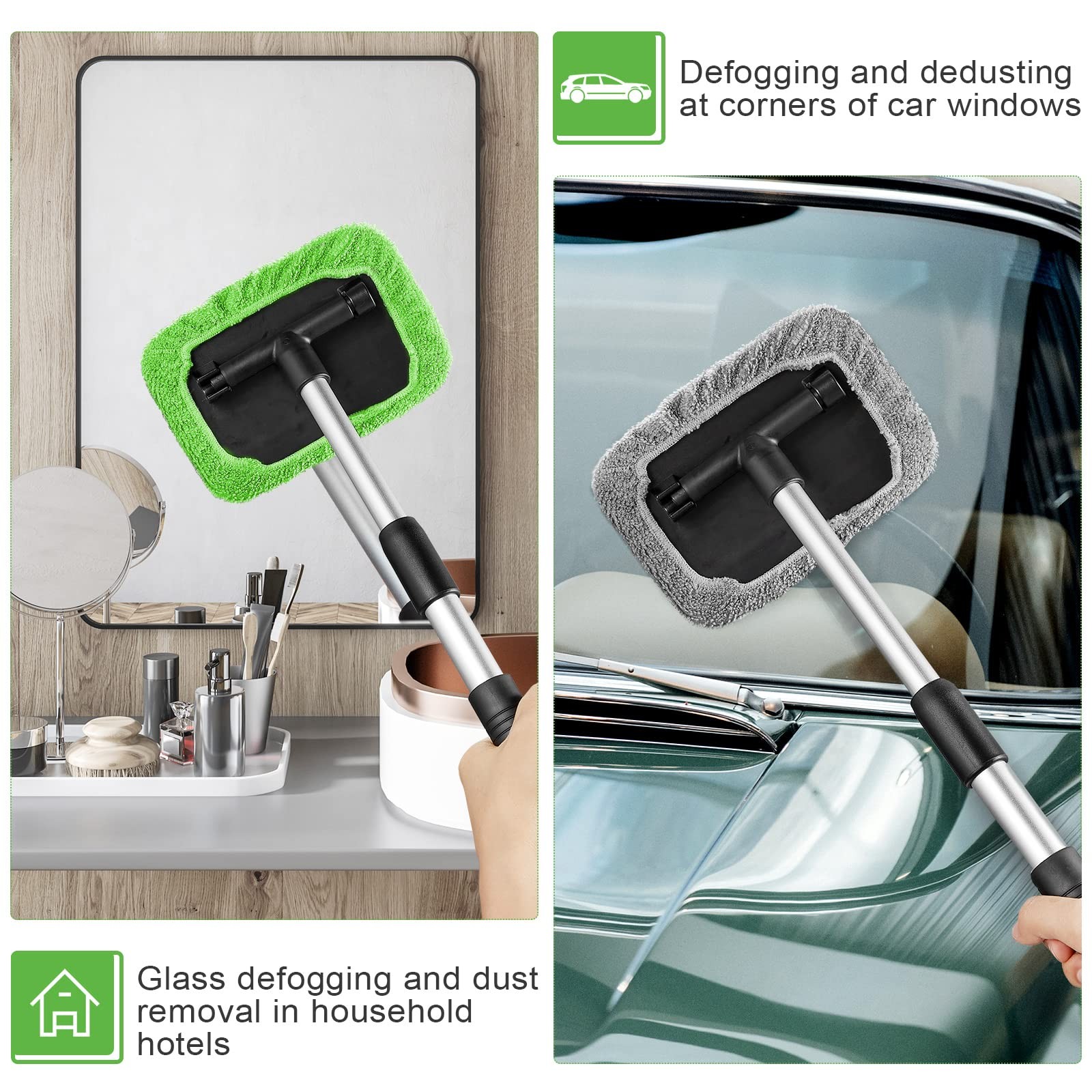 2 Sets Windshield Cleaner Tool Car Window Cleaning Wash Kit with Detachable H…