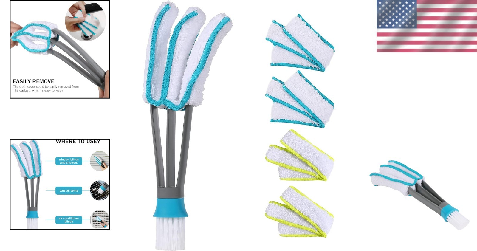 Luxury Blind Duster with 5 Microfiber Sleeves – Effortless Window Cleaning Tool