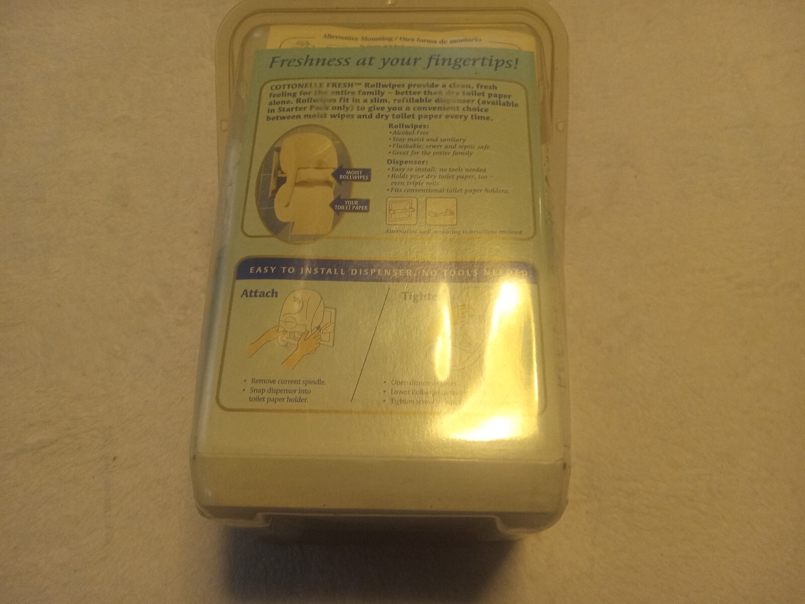 Kleenex Cottonelle Starter Pack Fresh Rollwipes Dispenser and 2 Moist Rolls New