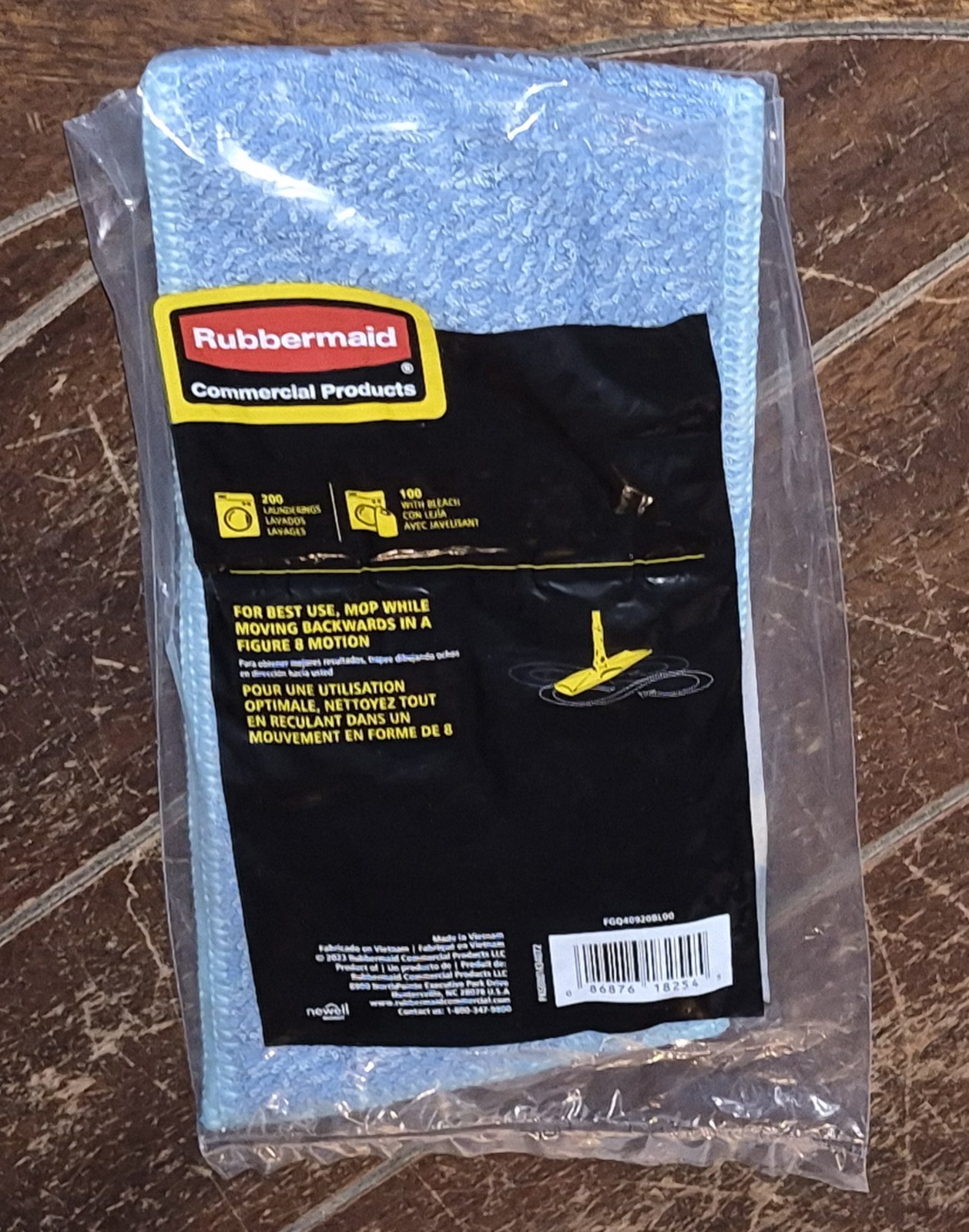 RUBBERMAID 18″ Reuseable Microfiber Mop Pad *Use Wet or Dry* #FGQ40920BL00
