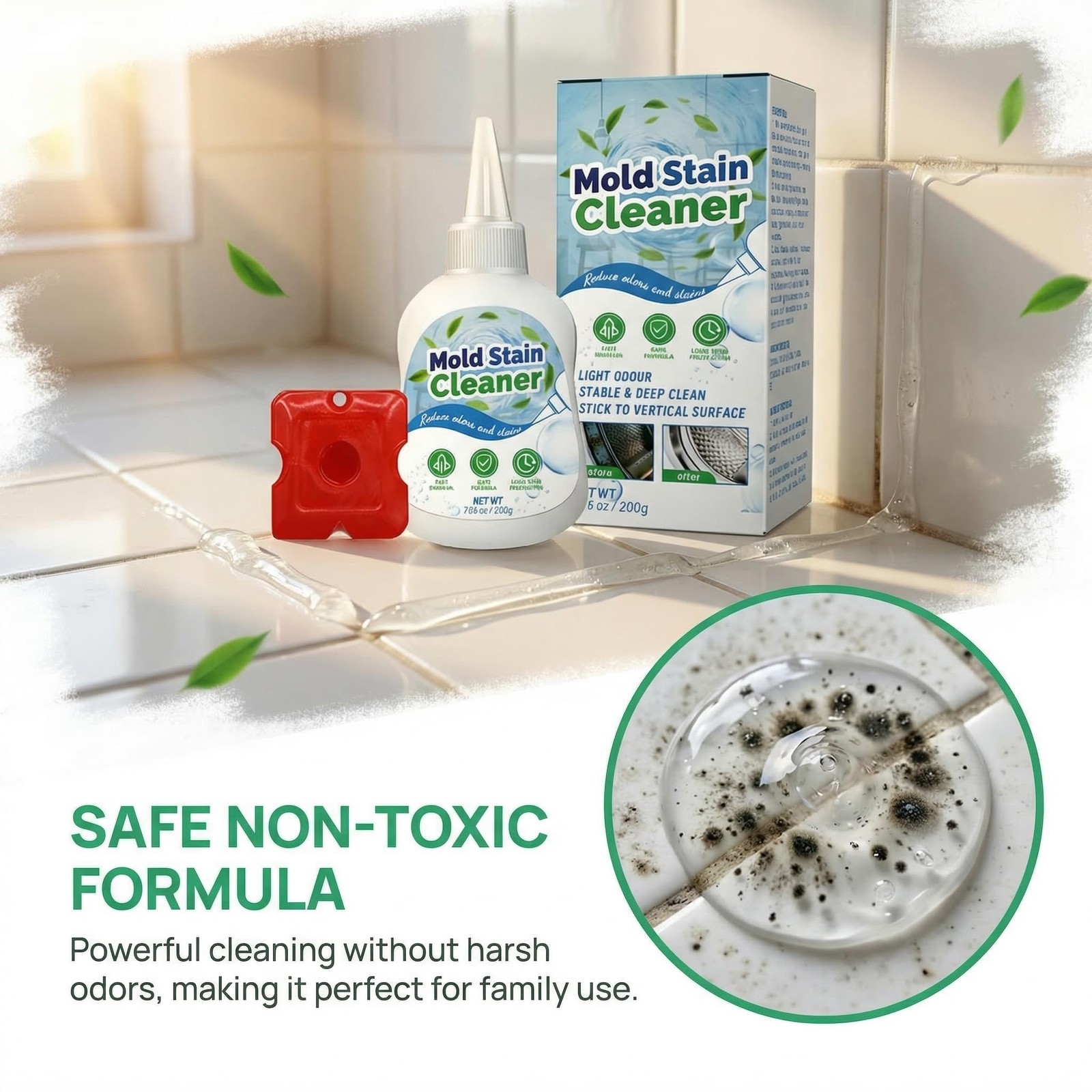 Mold Stain Cleaner Gel Bathroom Grout Washing Machine Gasket Shower Caulk 6.7oz