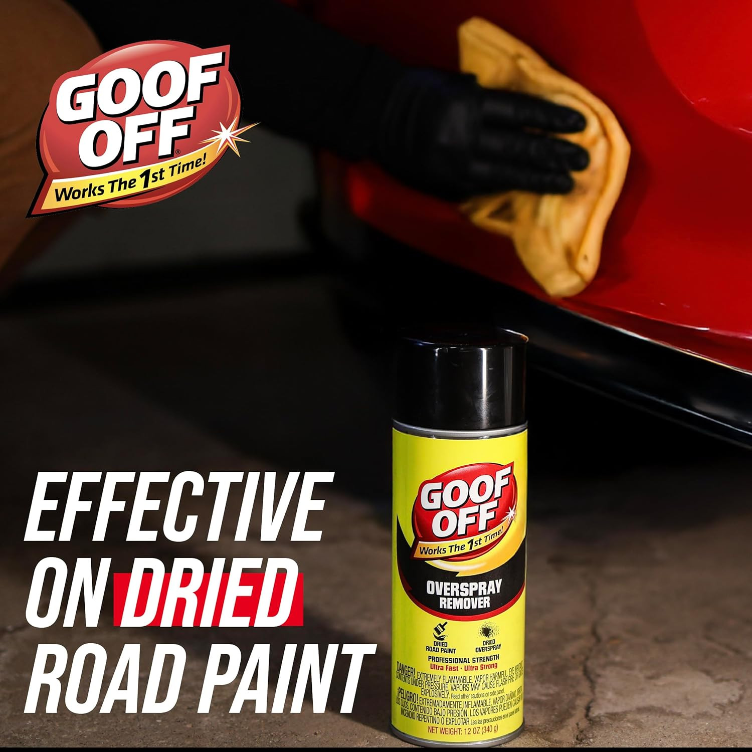 Goof-Off Pro Strength Overspray Remover, Automotive and Glass Paint Remover, Eff