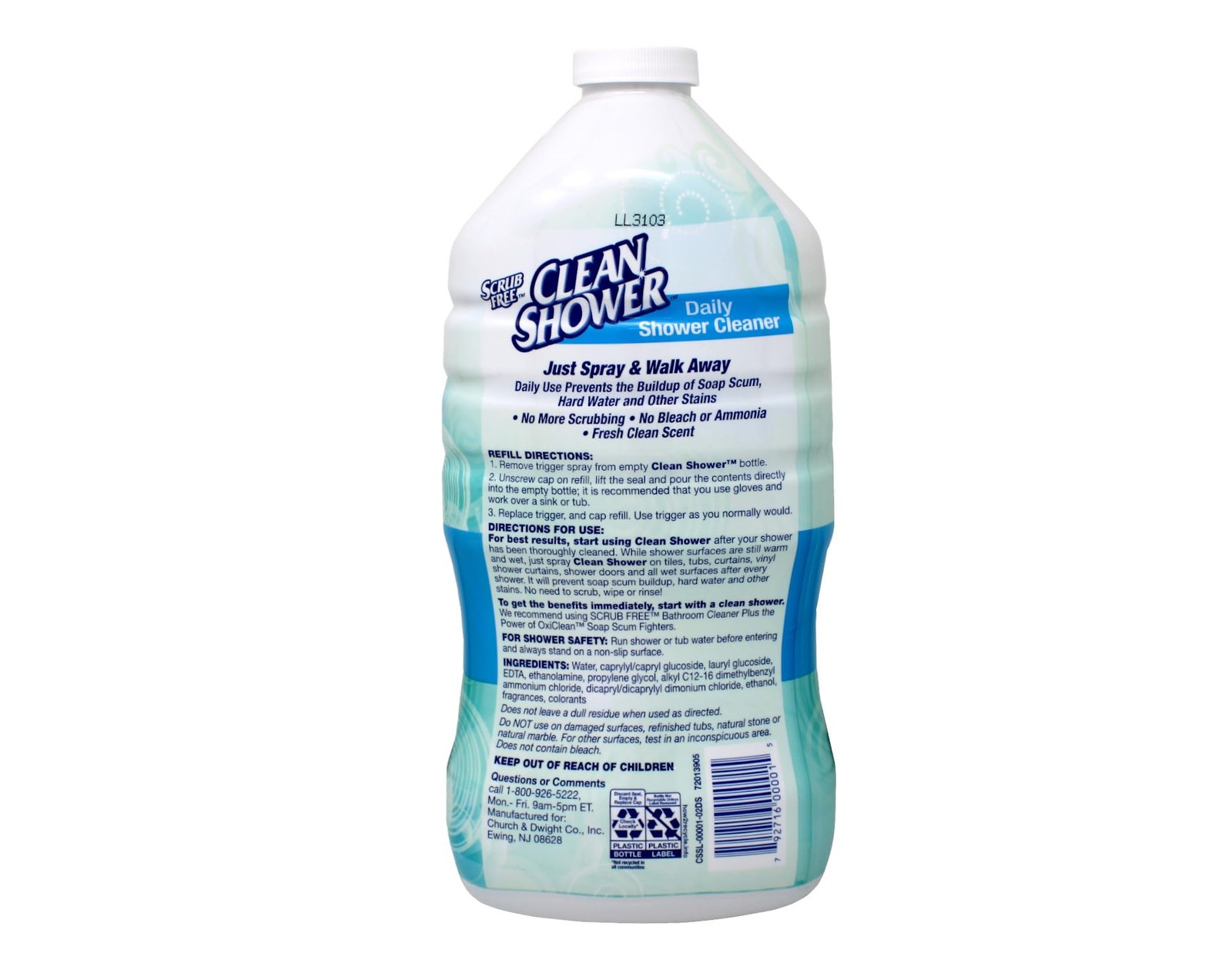 Clean Shower Refill 60 Oz, Pack of 2 60 Fl Oz (Pack 2), No Color