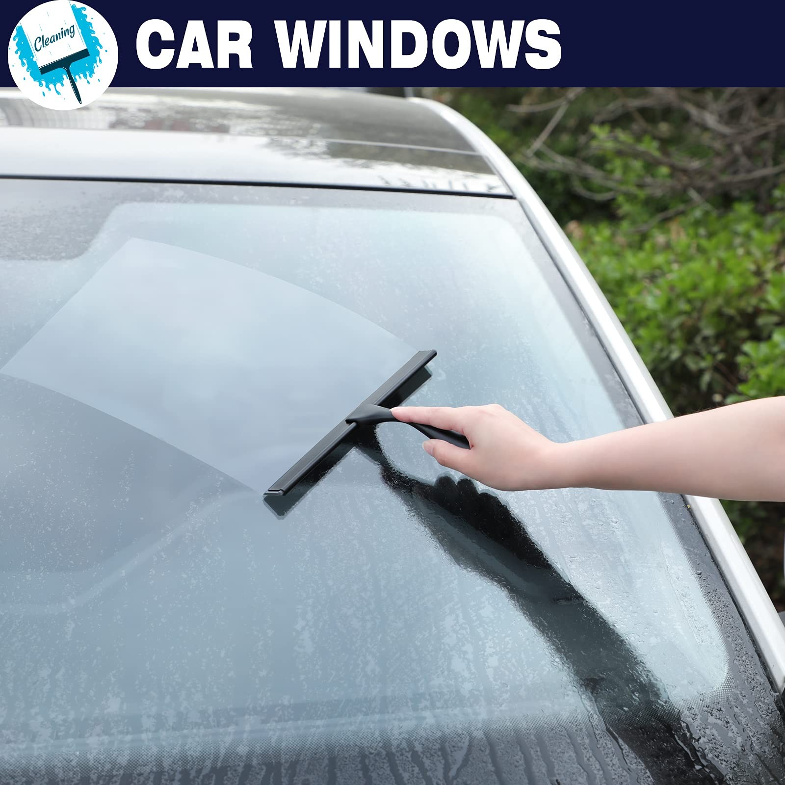 “10Inch Matte Black Shower Squeegee, AllPurpose for Bathroom & Car”