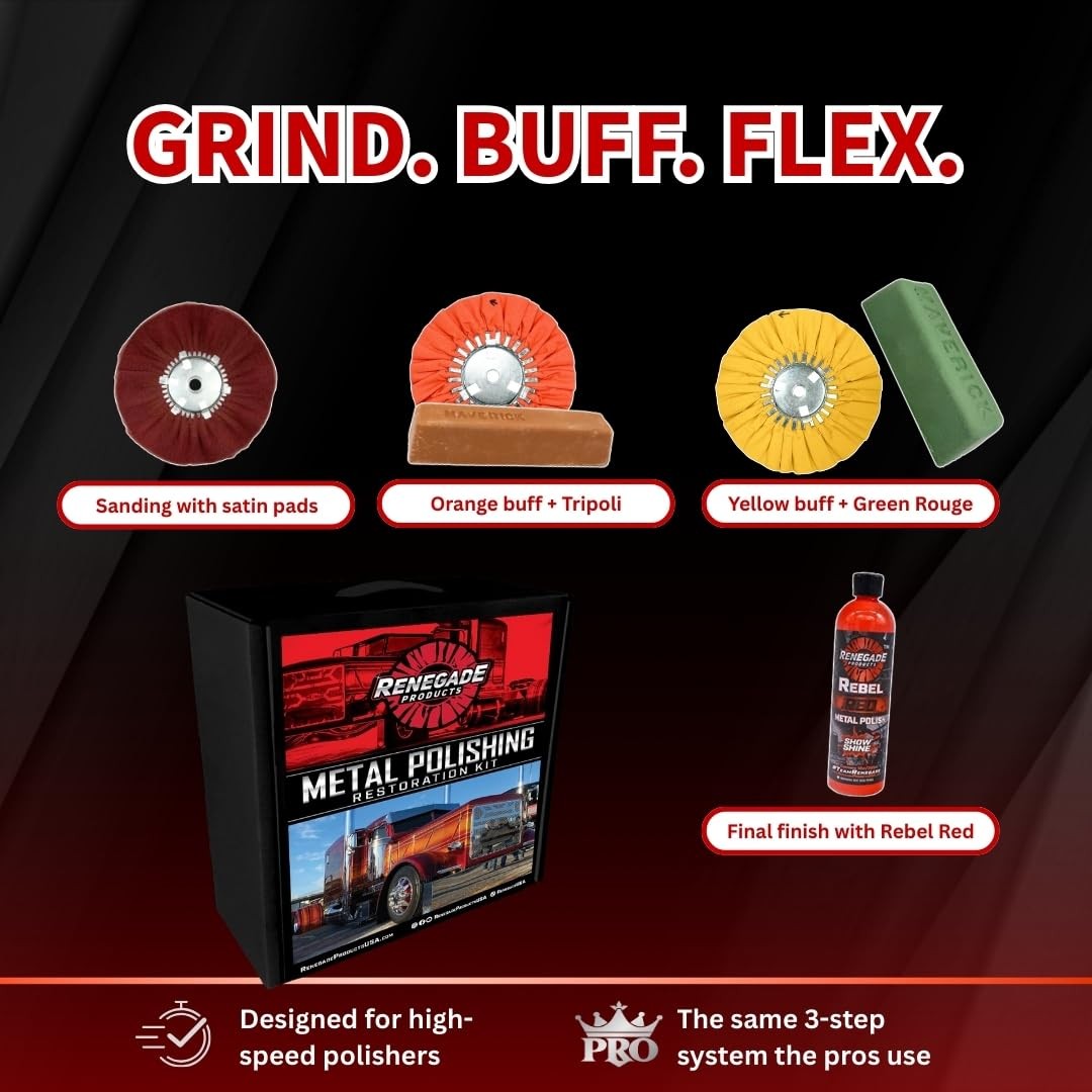 Renegade Products Big Rig & Semi Truck Metal Polishing Complete Kit with Buff…