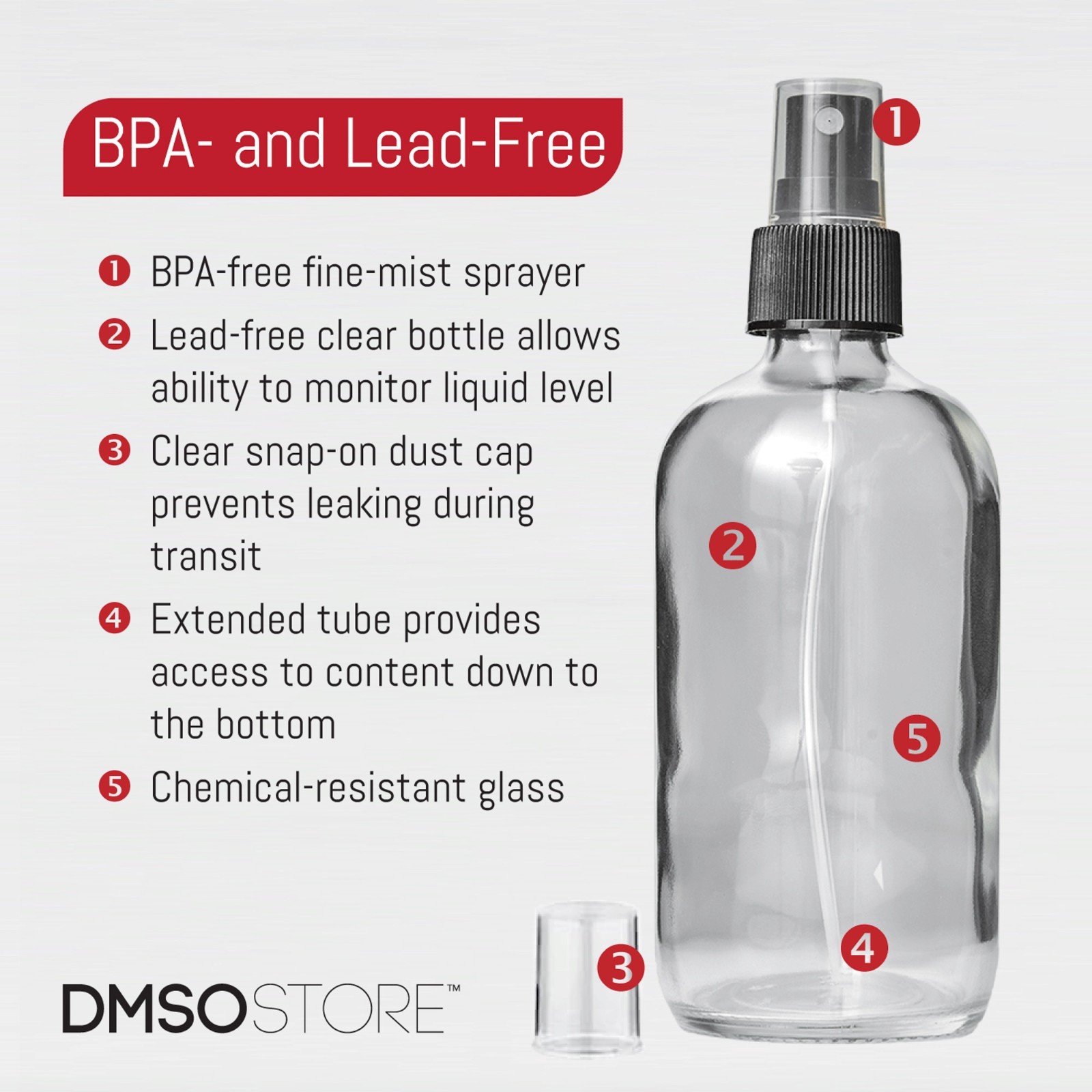 DMSOSTORE Glass Spray Bottles, 8 oz, BPA-Free Fine Mist Sprayer, 6-Pack