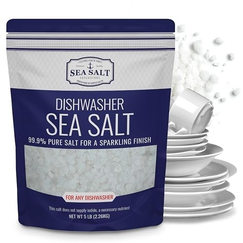 Natural Dishwasher Salt – Food Grade Coarse Sea Salt, Water Softener, 5 lb Bag