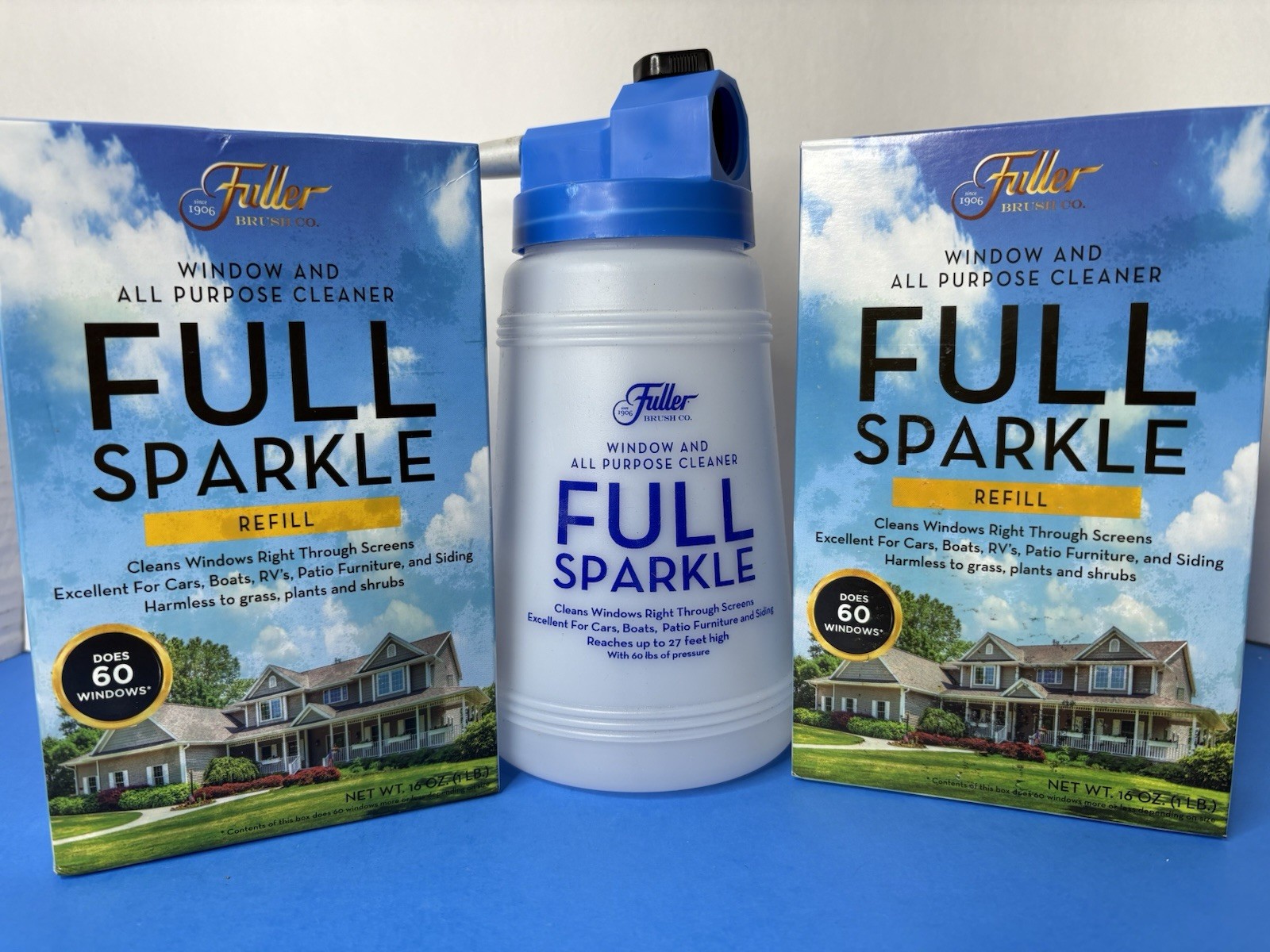 Fuller Full Sparkle Spray Bottle & 2x Refill Window and All Purpose Cleaner 16oz