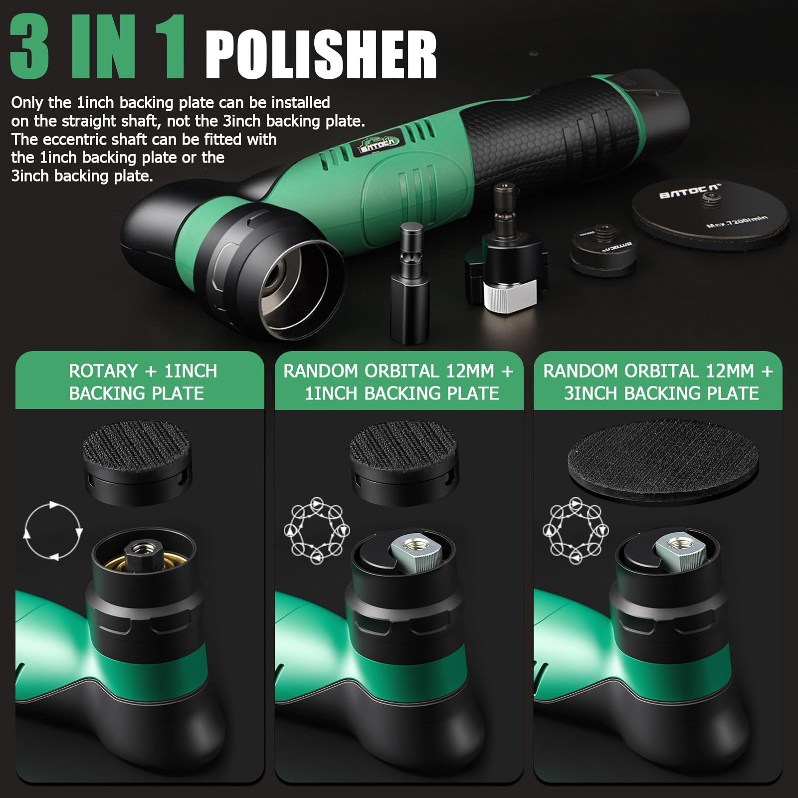 BATOCA S5 Cordless Car Buffer Polisher Kit 1 Inch 3 Inch Dual Action & Rotary…