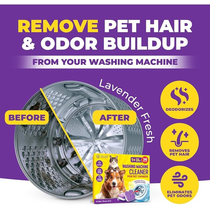 Pet Hair Washer Cleaner Tablets Easy Effortless Cleaning Enzyme Formula New