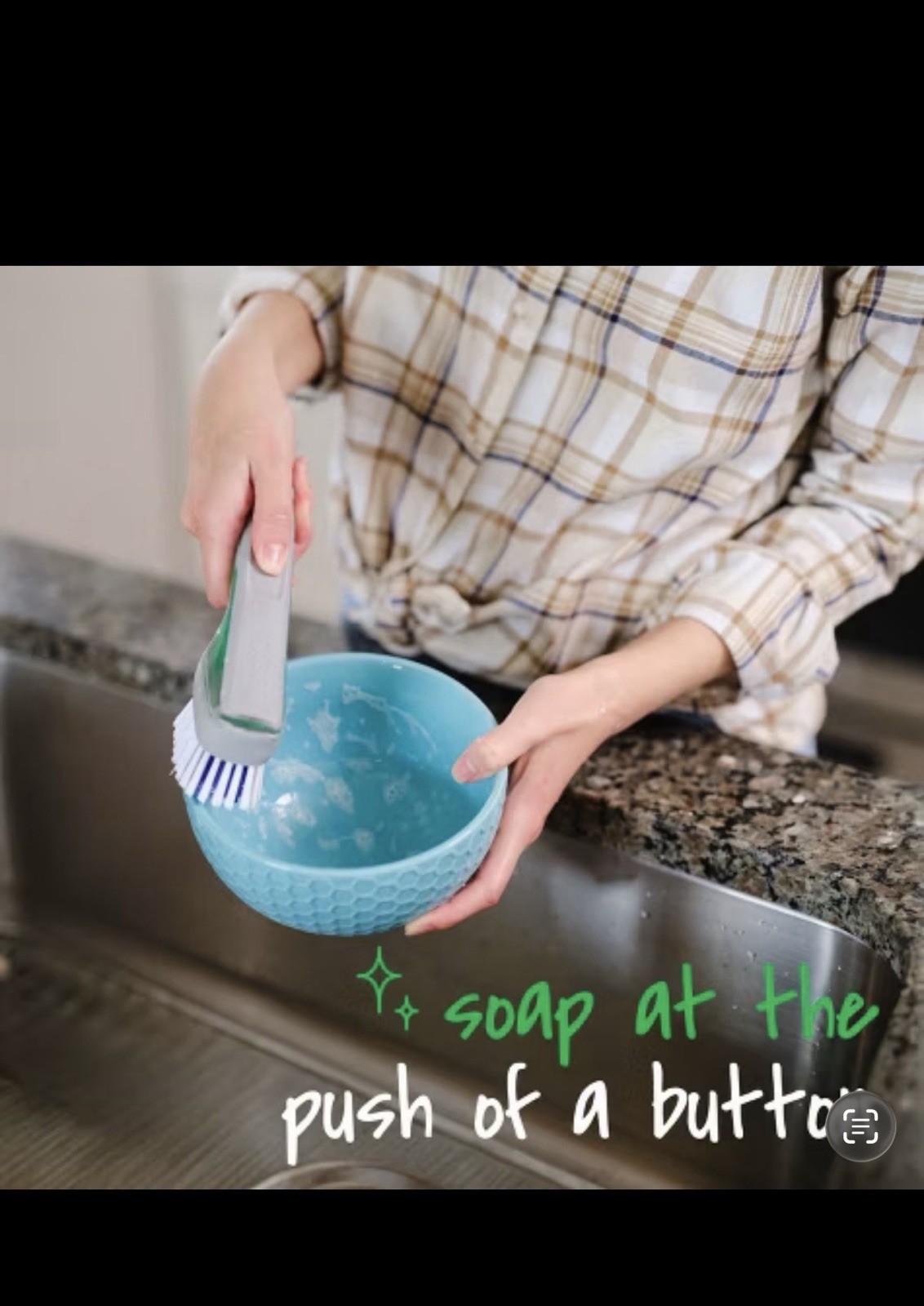 Odor Resist Soap Control Dishwand Brush, Non-Scratch Cleaning Brush with Scraper