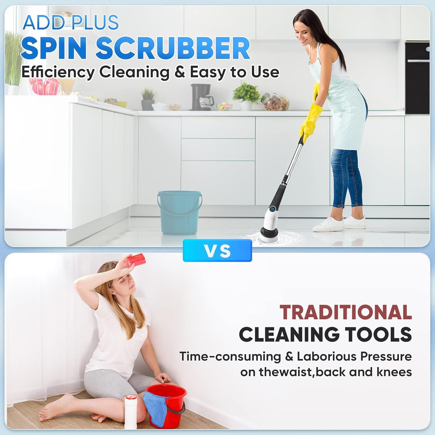 Cordless Electric Spin Scrubber 8 Brush Heads Bathroom Cleaner