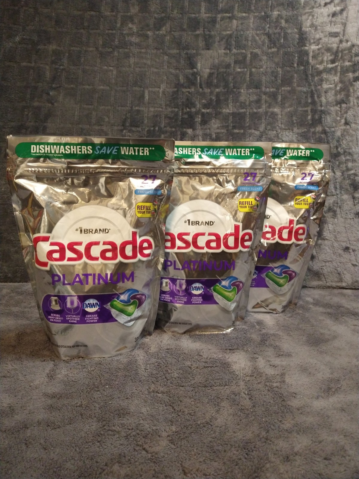 Cascade Platinum 27ct 3pack Dishwasher Detergent Pods, Fresh Scent 81 Count