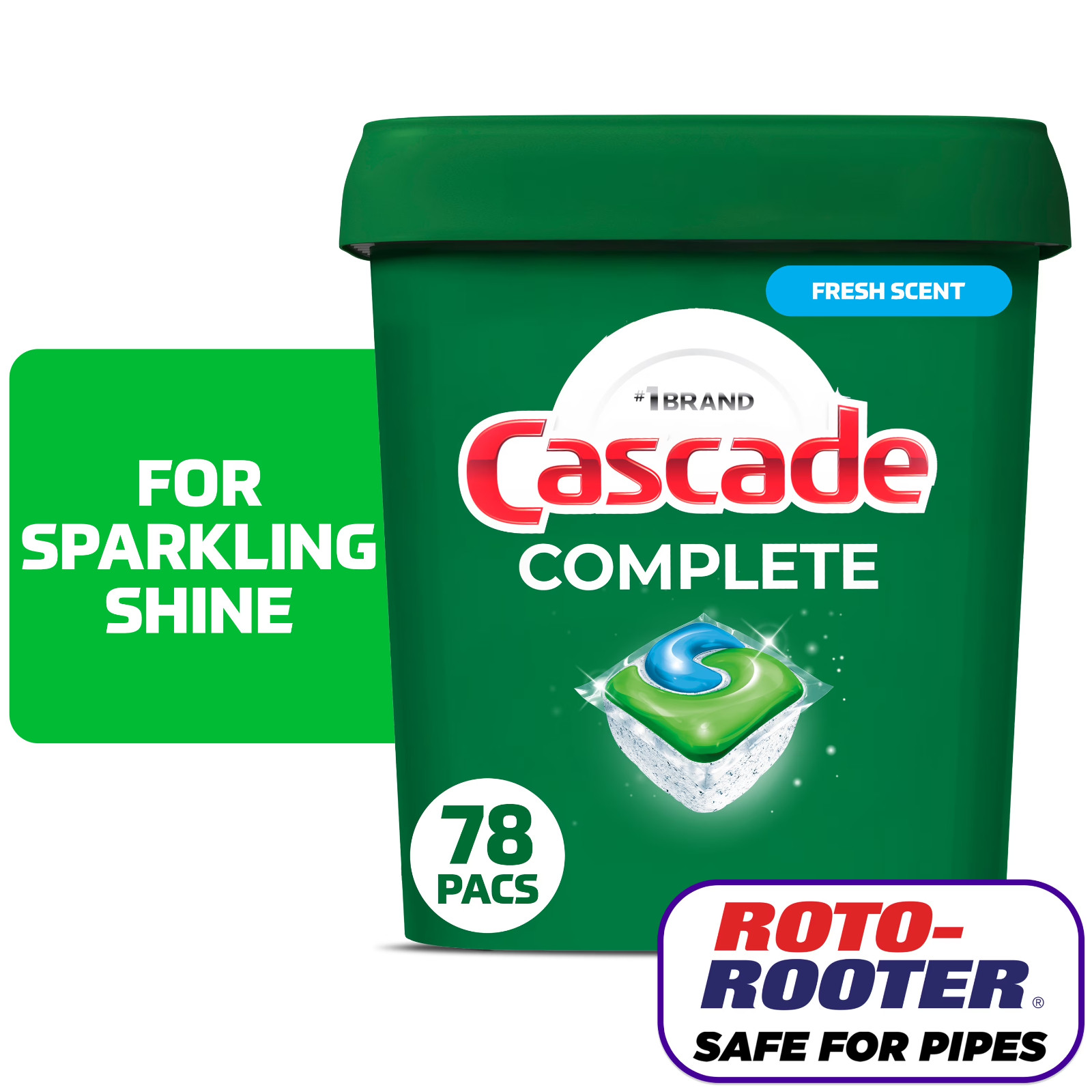2 PACK – Cascade Complete ActionPacs Dishwasher Detergent Pods Fresh Scent 78 Ct