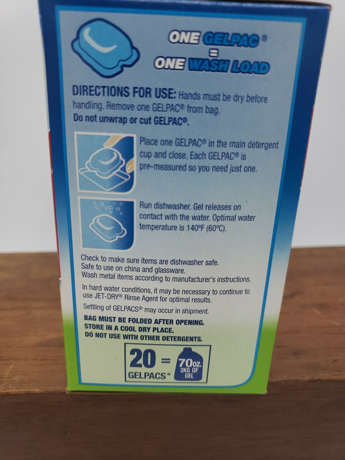 ELECTRASOL Gelpacs 2 IN 1 Jet-Dri Dishwasher Detergent DISCONTINUED 20ct APPLE
