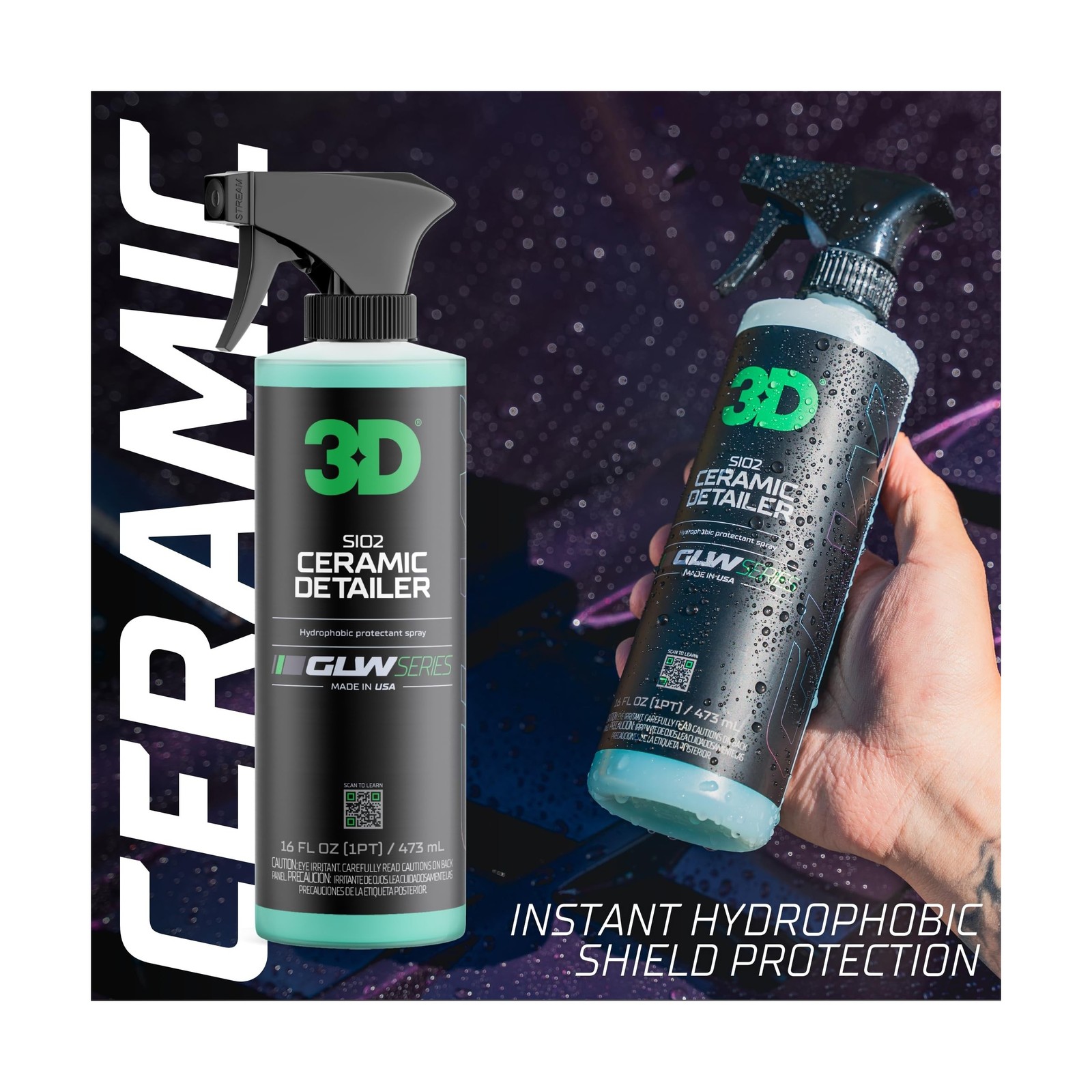 3D Ceramic Detailer, GLW Series | Hyper Gloss Finish | SiO2 Peak Hy… Fast Ship