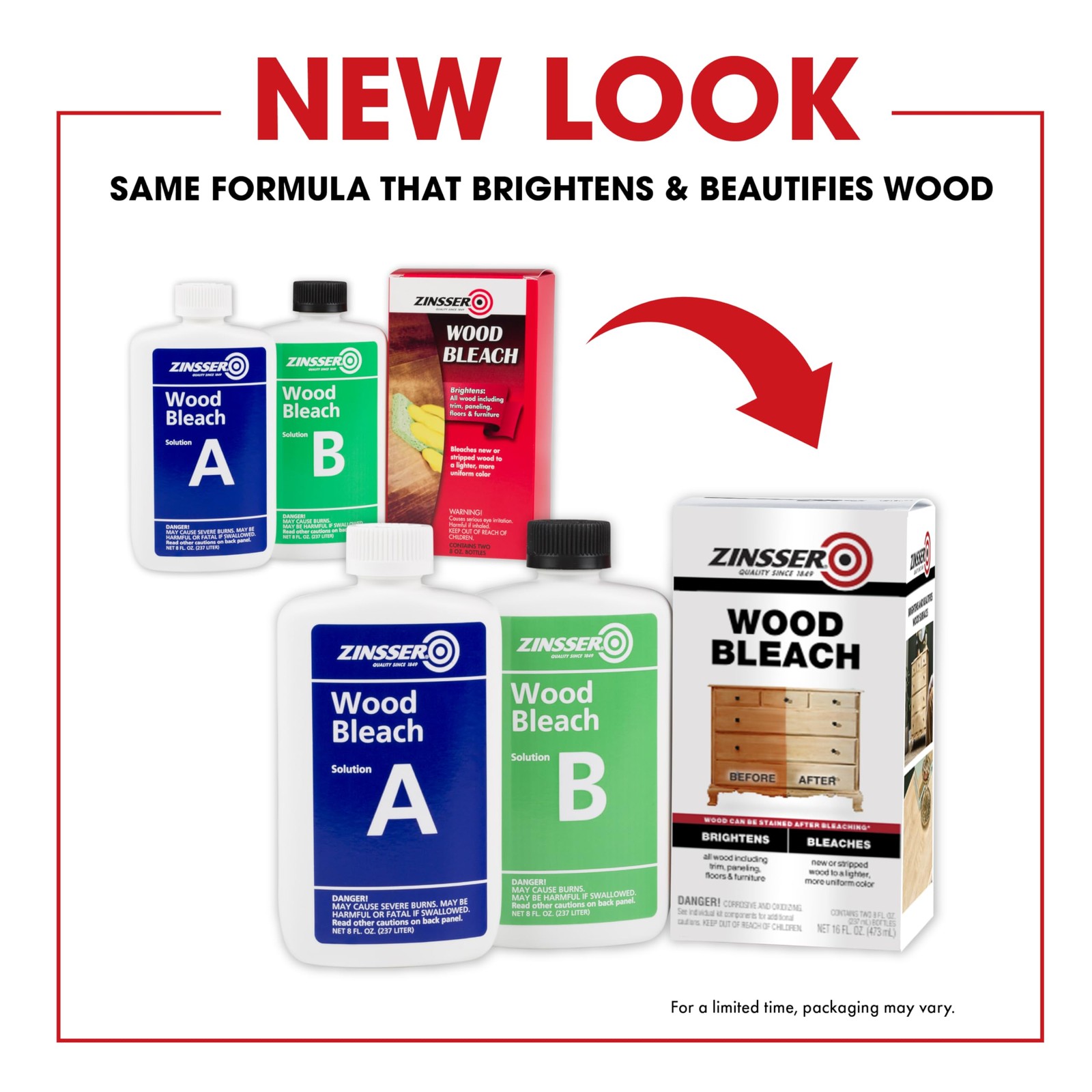 Wood Bleach Kit, 2-Step Brightening System, Interior Wood Surfaces