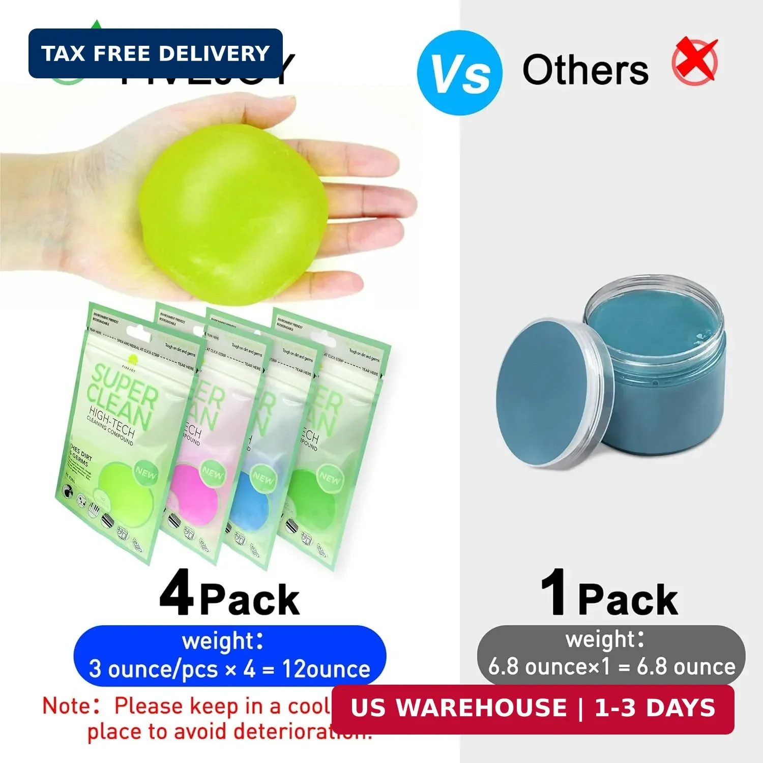 Car Cleaning Gels 4-Pack, Car Cleaning Putty Universal Auto Detailing Tools Car