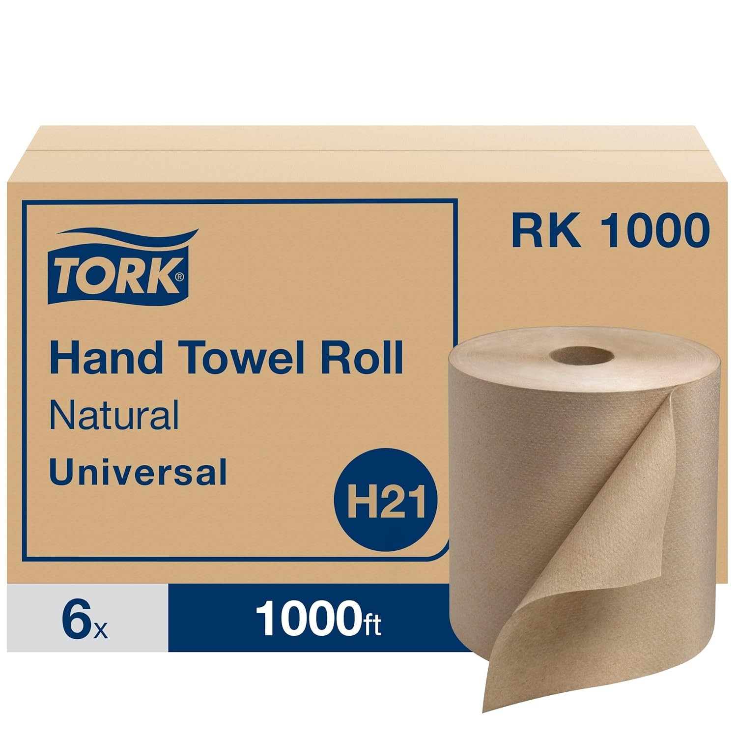 Tork Paper Hand Towel Roll Natural H21, Universal, 100% Recycled Fiber, 6 Roll
