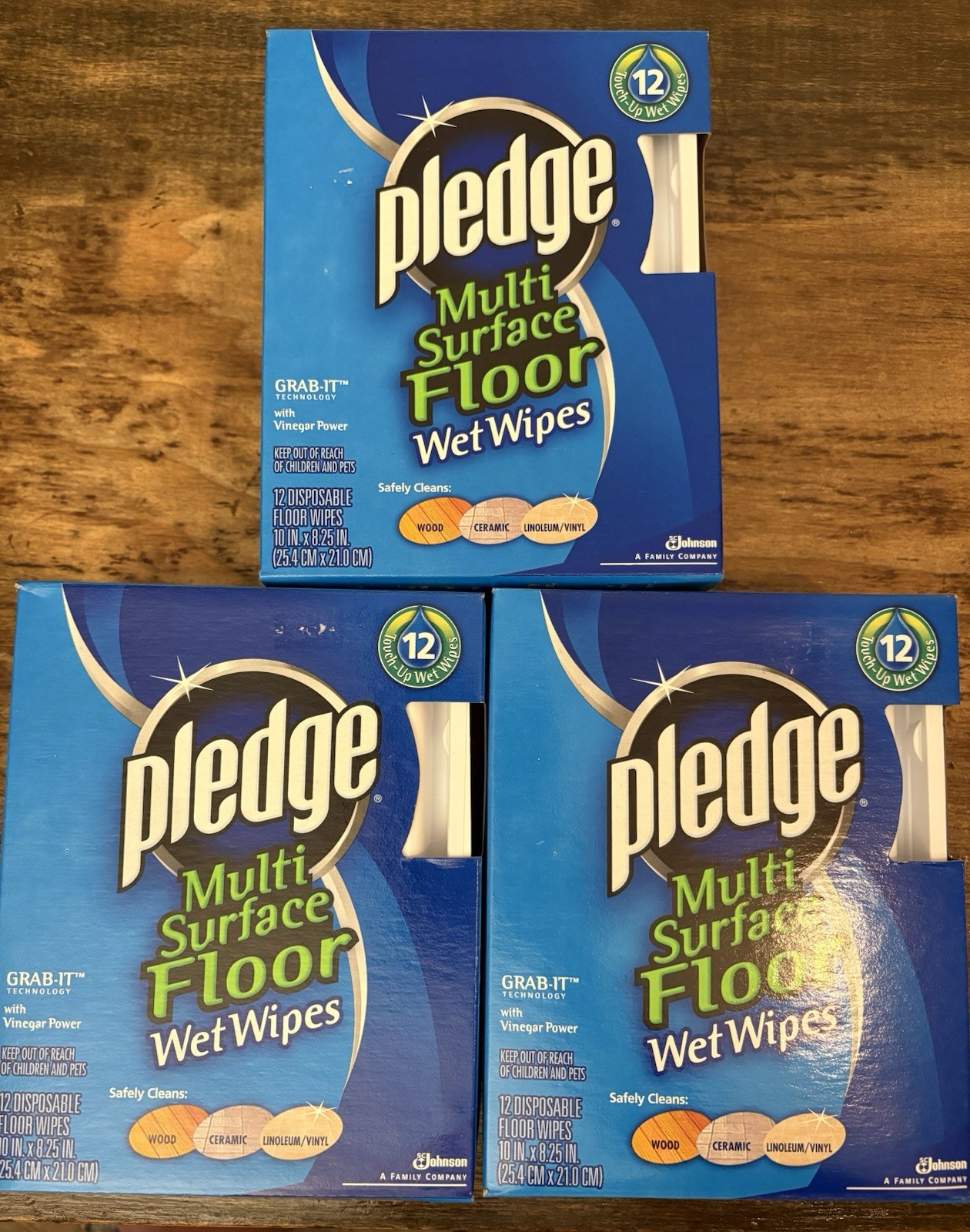 3 Boxes Pledge Multi Surface Floor Wet Wipes 12 Each 36 Total Wipes Discontinued