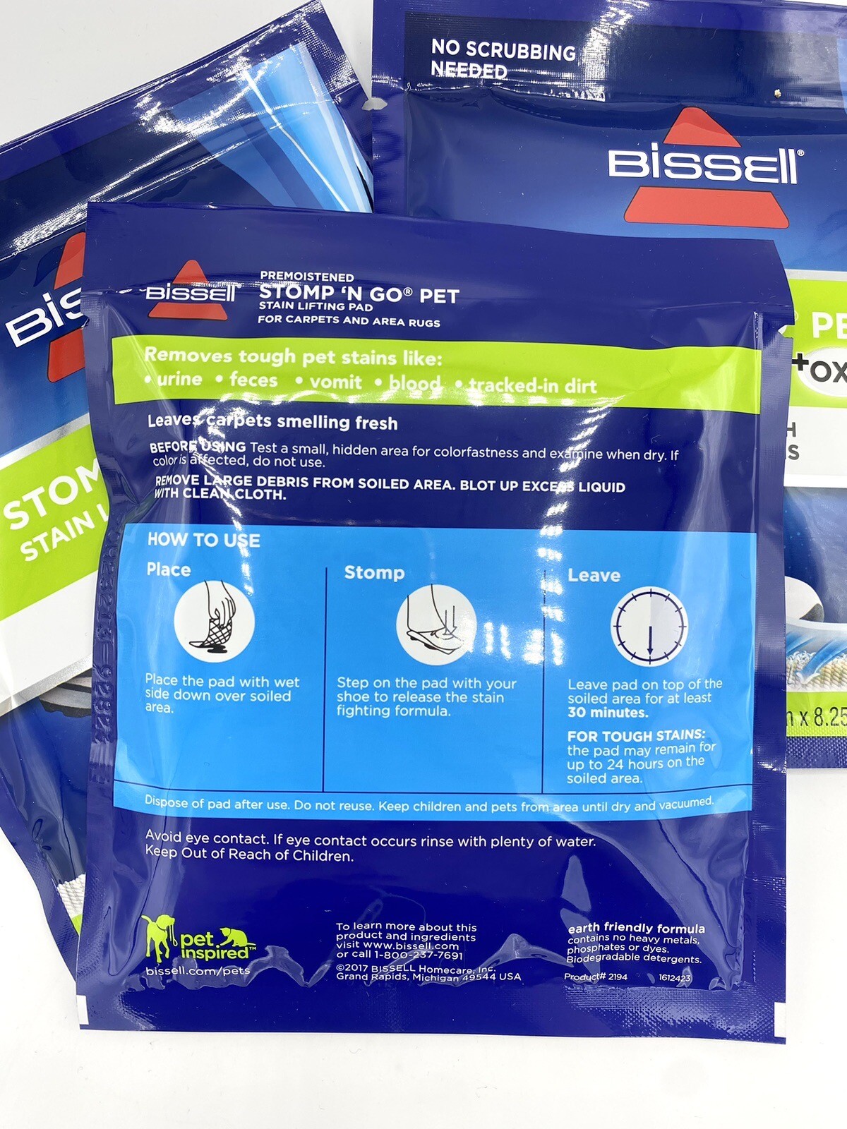 20 PACK Bissell Stomp ‘N Go Pet Lifting Pads + Oxy Stain Removal for Carpet Rugs
