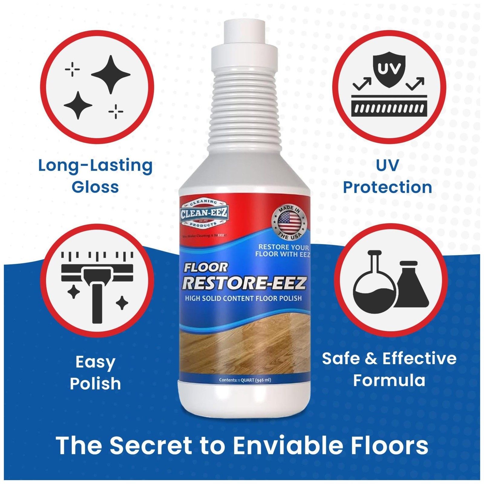 Clean-eez Ultimate Floor Restorer & Polish – Revitalize, Protect, Shine Wood,…