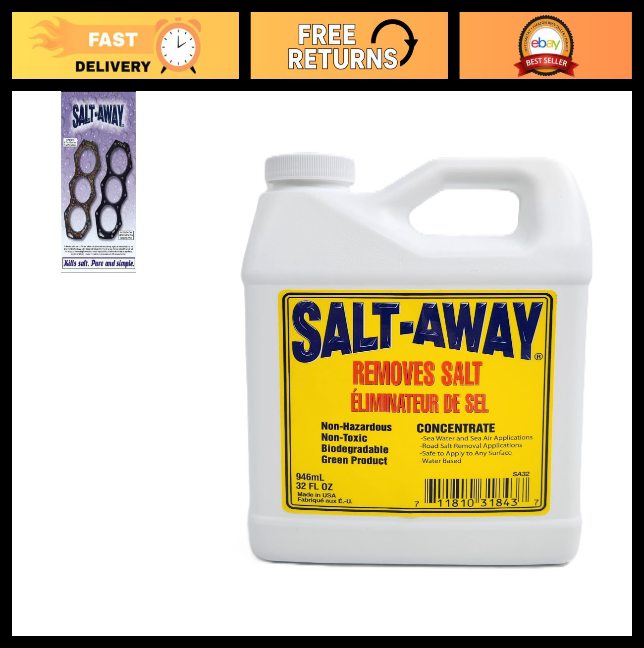 Concentrated Salt Remover – 32 fl oz (946 ML) Marine & Outdoor Cleaning Solution