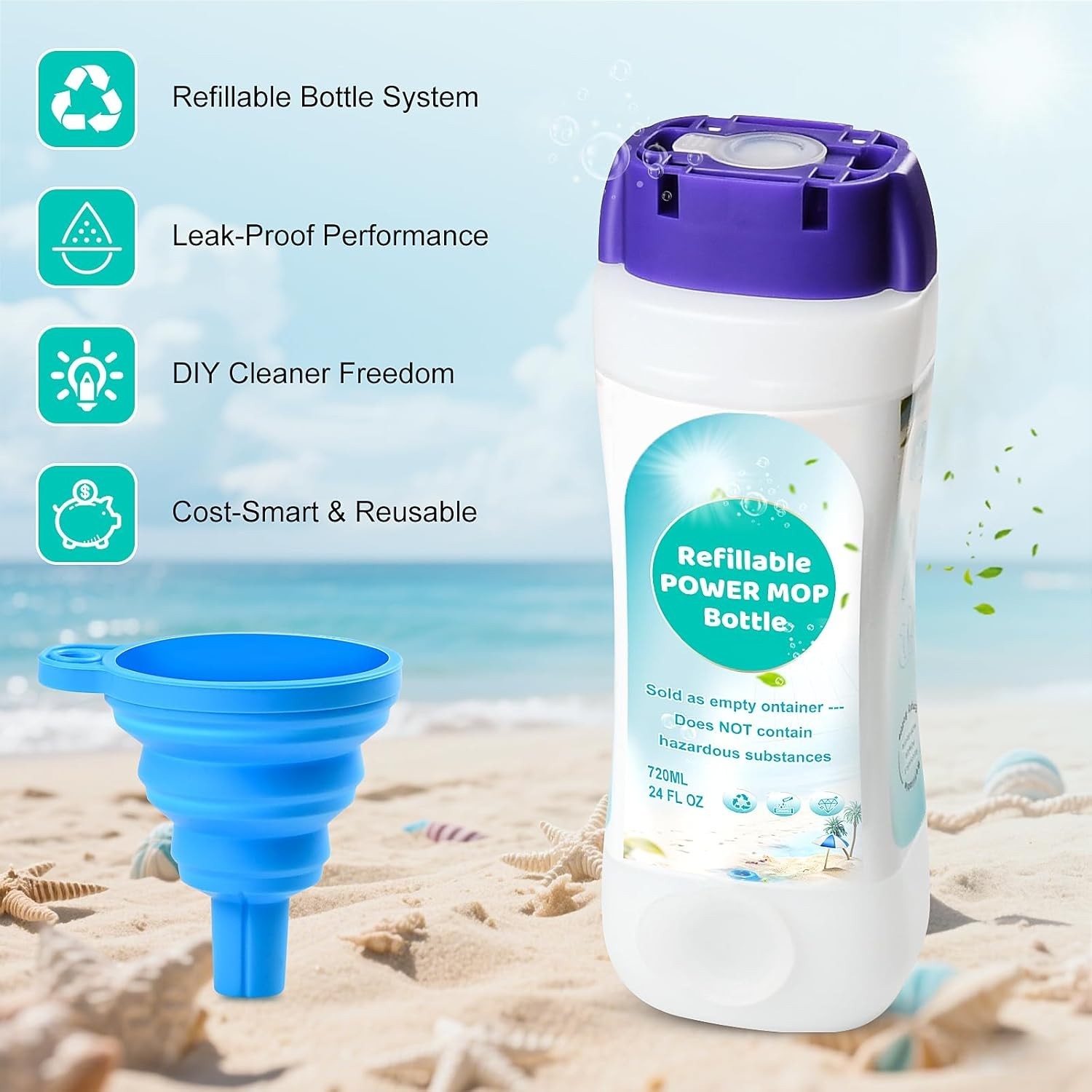 Refillable Bottle for Swiffer Power Mop, 720ML / 24 FL.OZ Reusable Solution C…