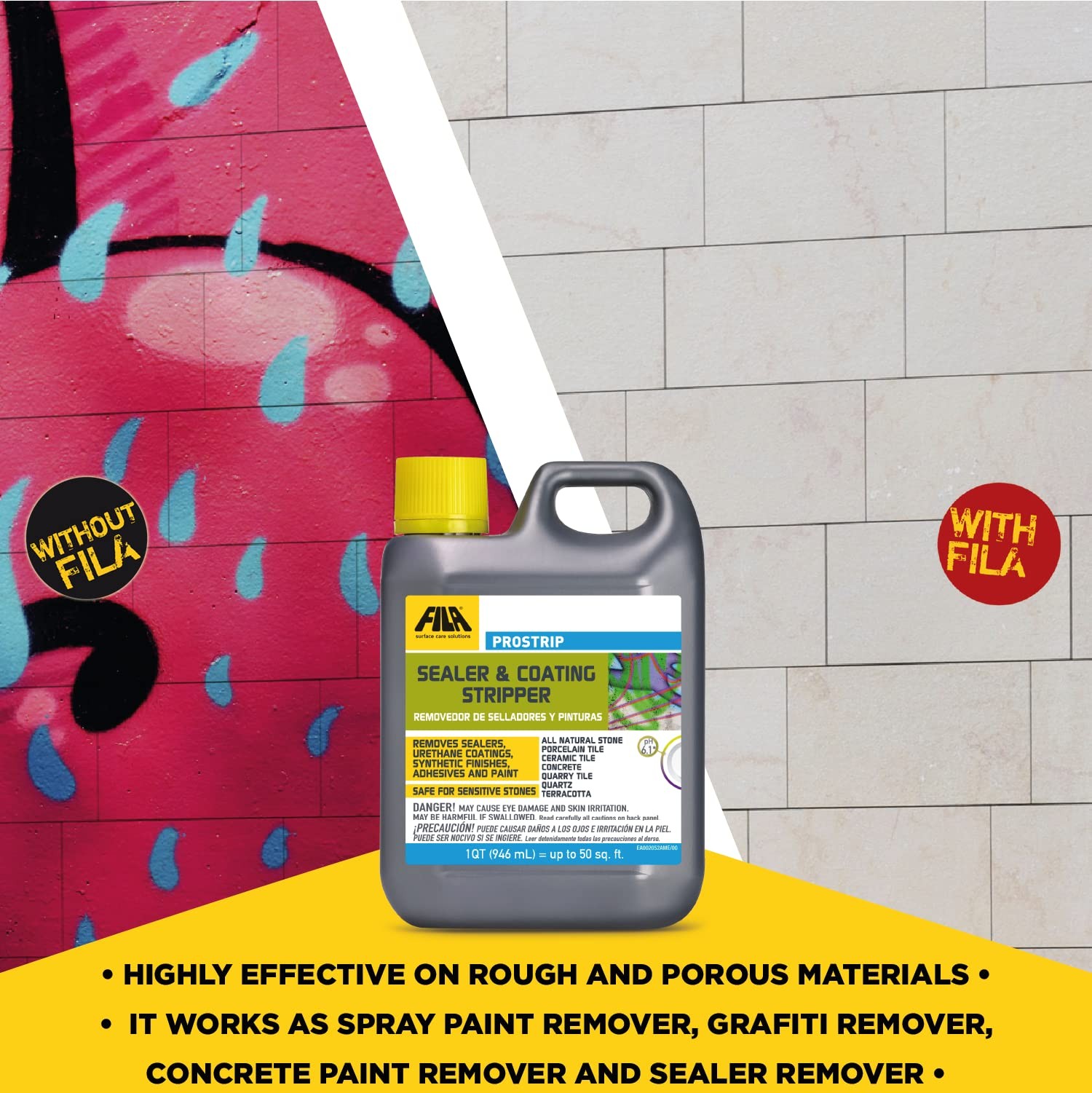 Paint & Graffiti Remover for Concrete, Stone, Tile – 1QT