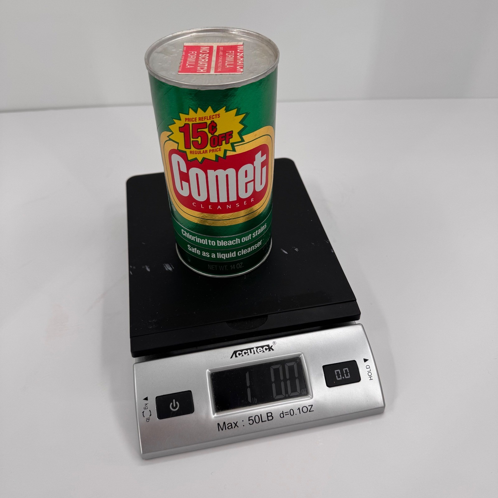 Vintage SEALED 1989 Comet Cleanser 14oz Canister Prop Kitchen Decor Green Can
