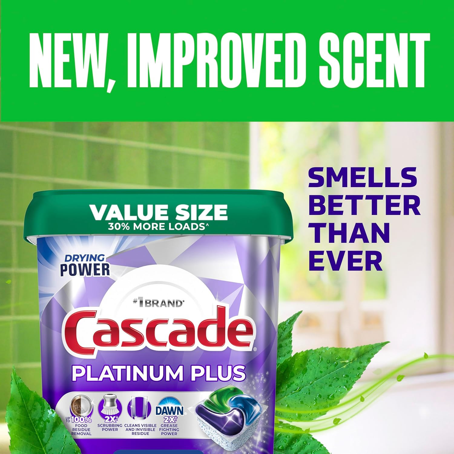 Cascade Platinum plus Dishwasher Pods, Dish Detergent Soap, Fresh, 62 Count
