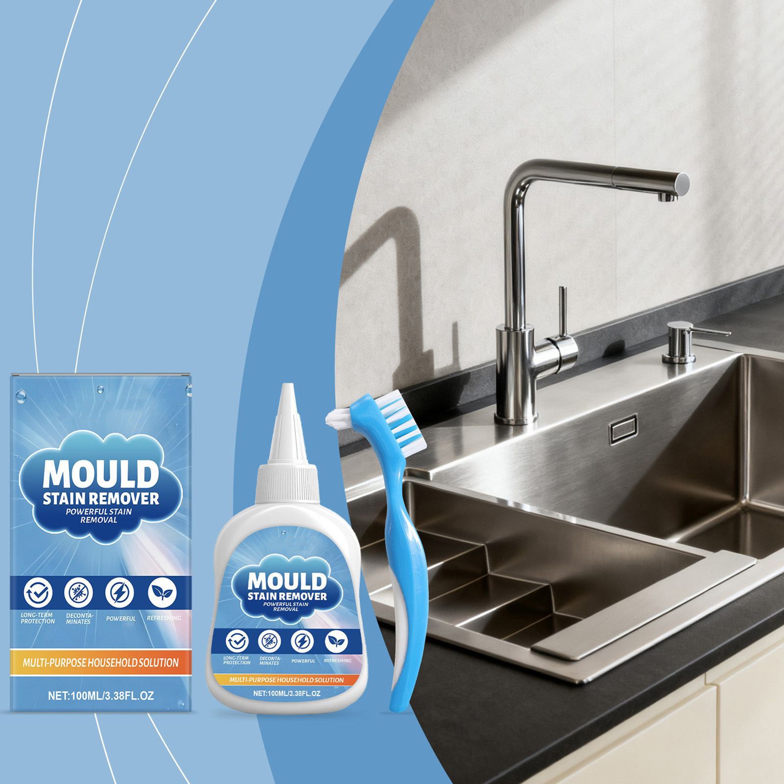 `Mold Stain Cleaning Gel,Bathroom Washing Machine Deep Cleaning Descaler 3.88 Oz