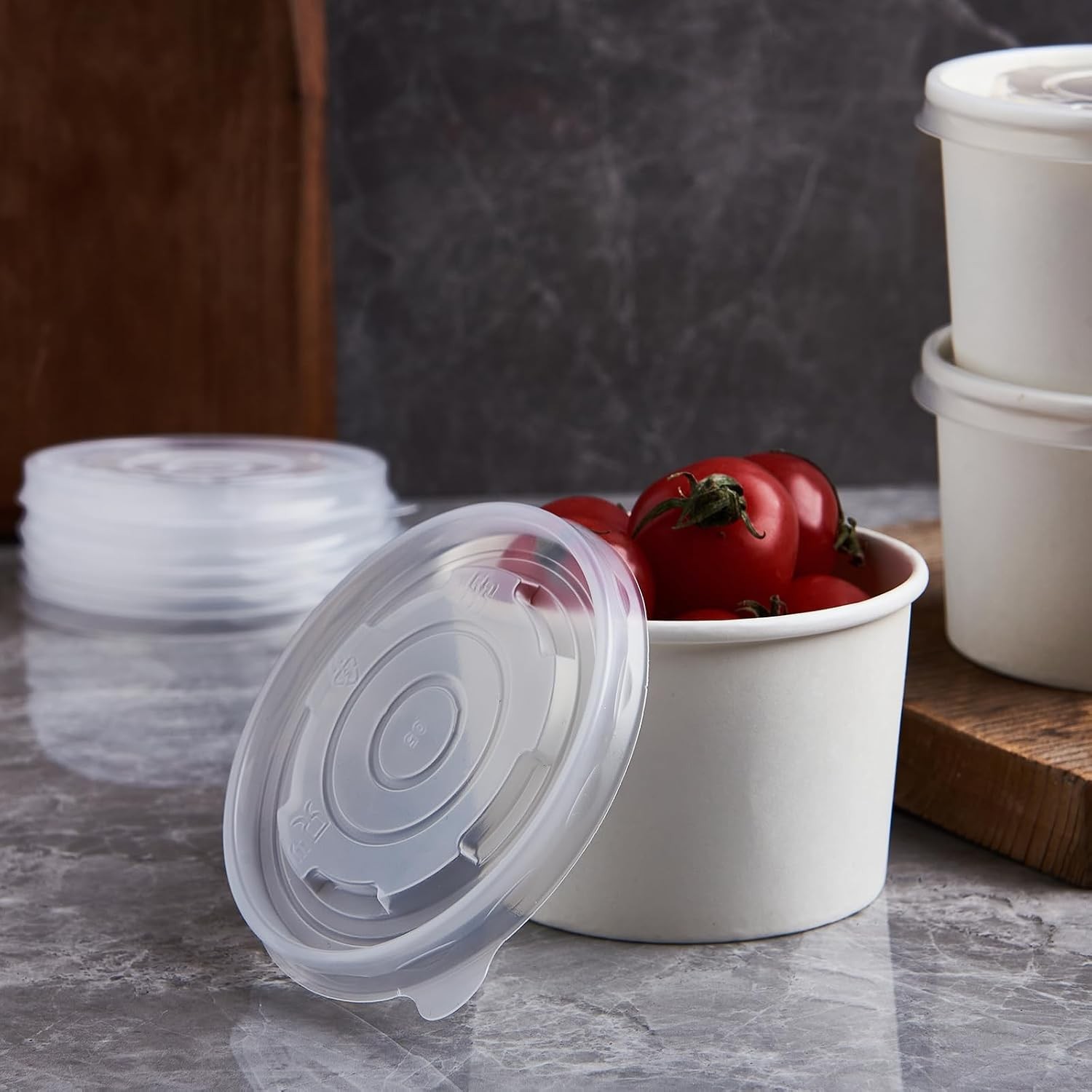 CIAO! 90mm Diameter PP Lid, Designed and Fit BRAND 8oz Paper Food Container (1