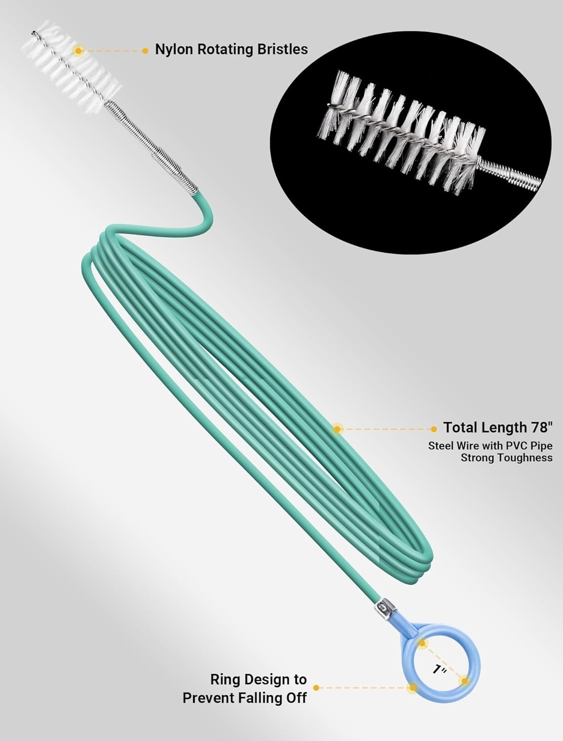 Auto Sunroof Drain Cleaning Tool, 78 Inch Flexible Drain Brush Long Pipe Cleaner