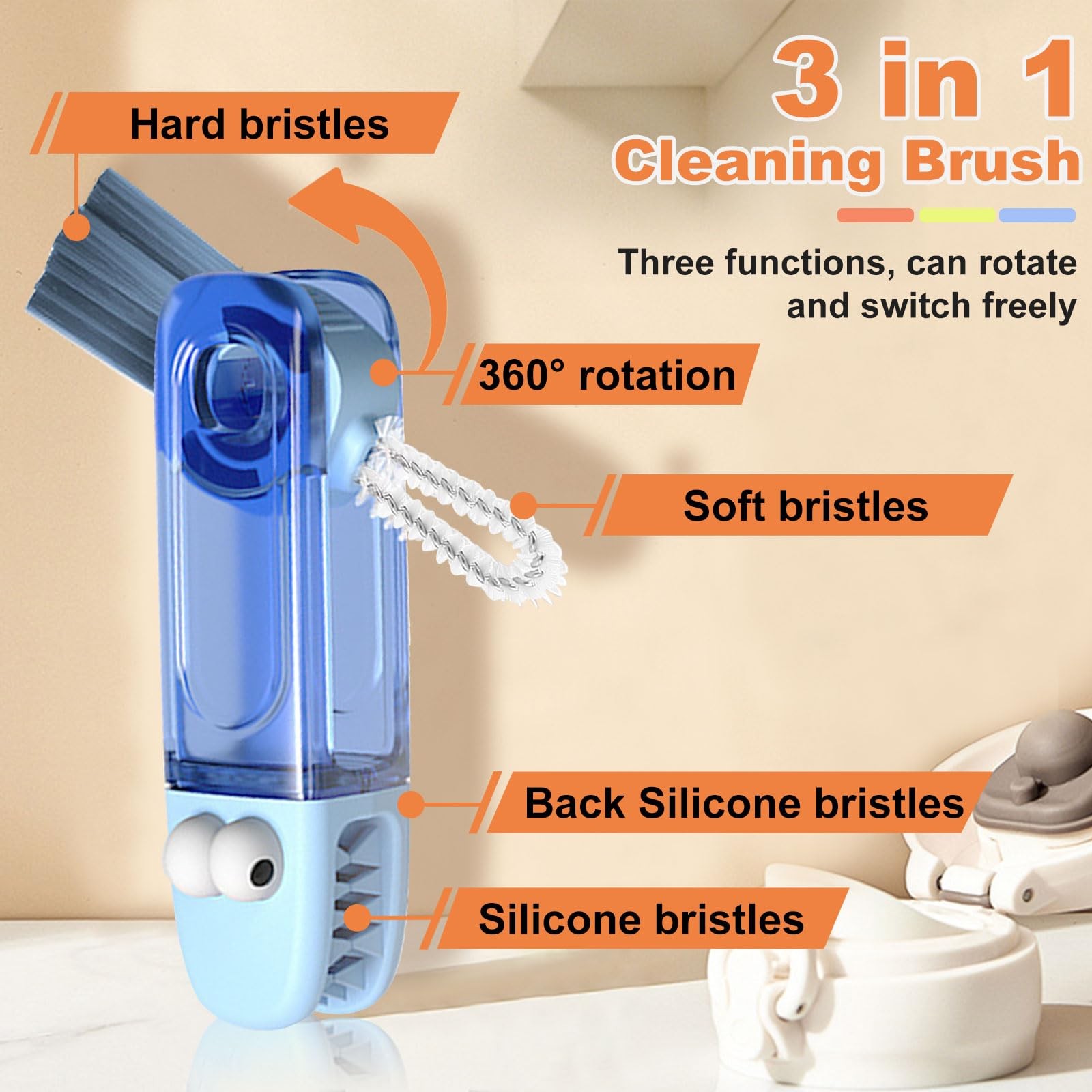 3 in 1 Cup Lid Cleaning Brush, Gap Cleaner Brushs – Home Kitchen Multifunctio…