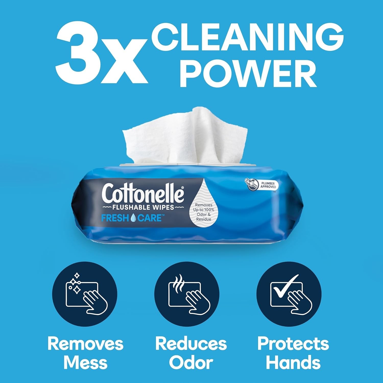 Ultra Clean Cottonelle Flushable Wipes – 8 Flip-Top Packs, Unscented Comfort