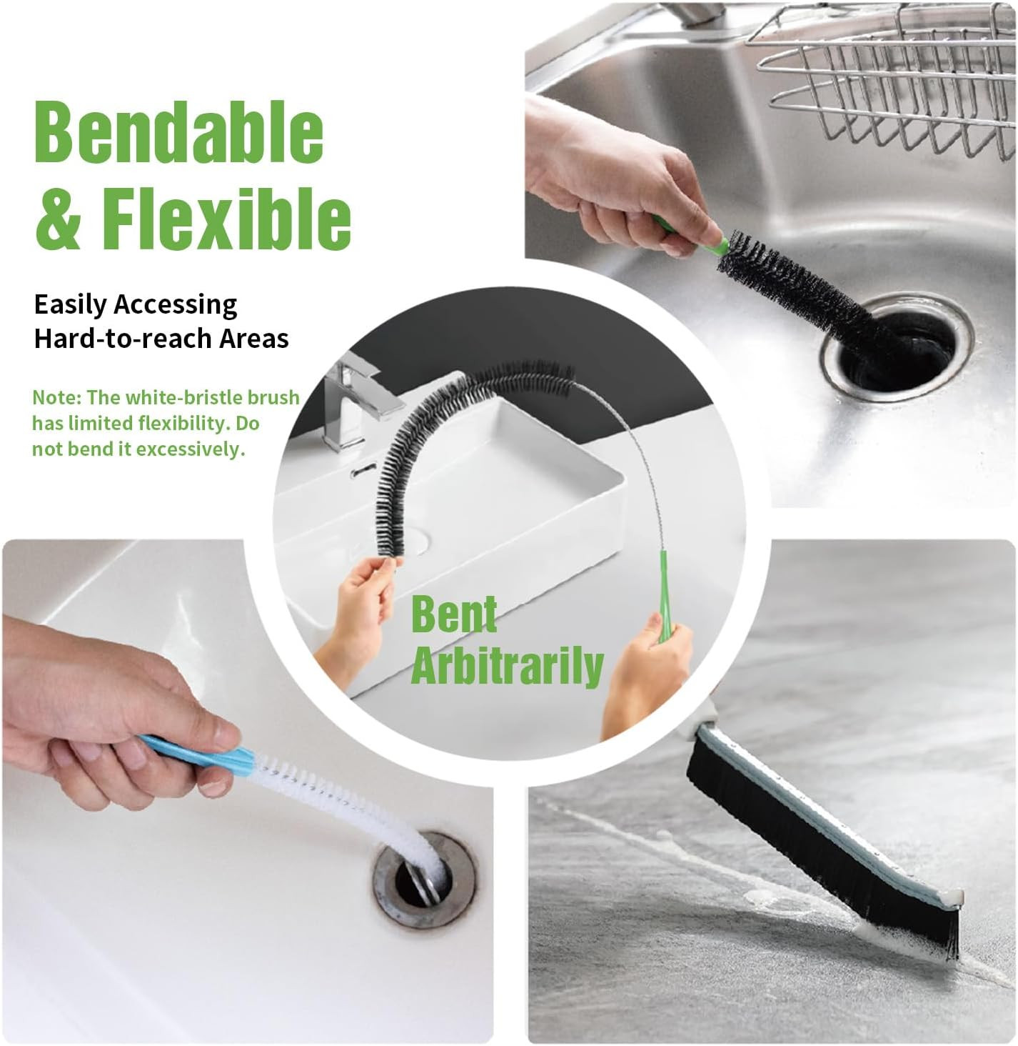 4Pcs Flexible Cleaning Brush Set for Dryer Vents, Fridge Coils, HVAC Systems & T