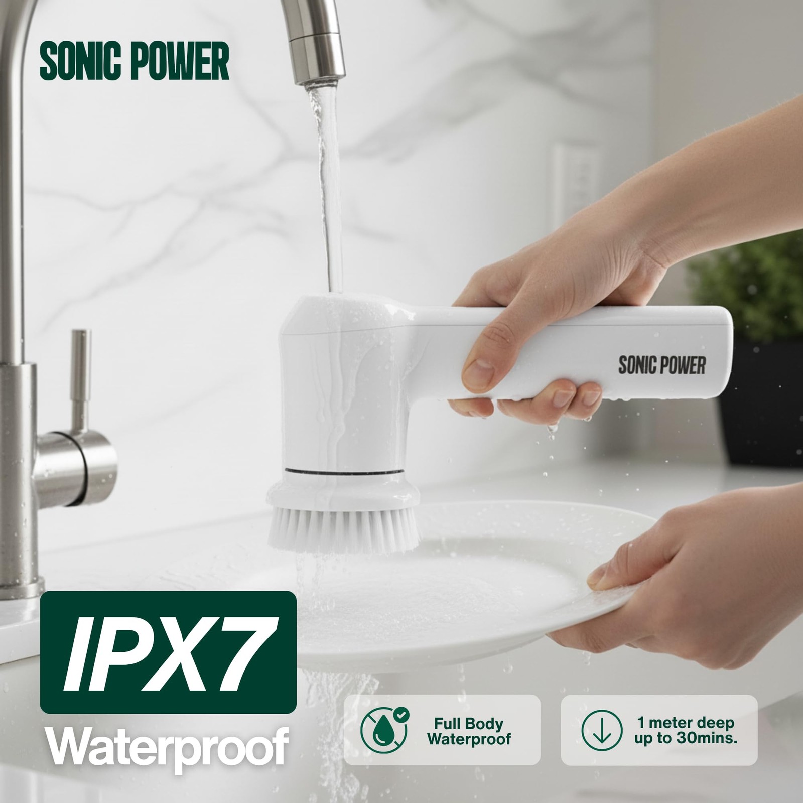 Spin Scrubber – Handheld & Ergonomic, IPX7 Waterproof, 4 Multi-Purpose Brush …