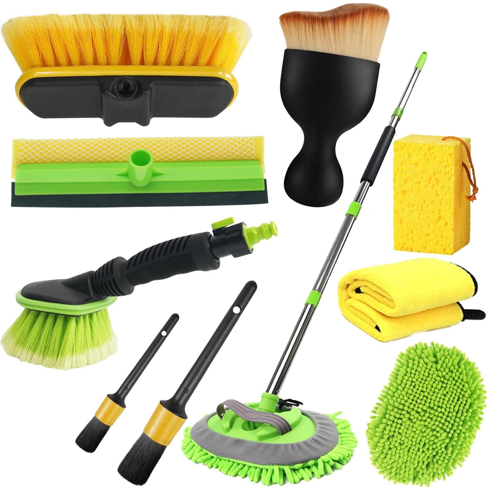 Car Detailing Kit Exterior, Car Wash Brush Kit with Long Handle 10pcs Set, Ca…