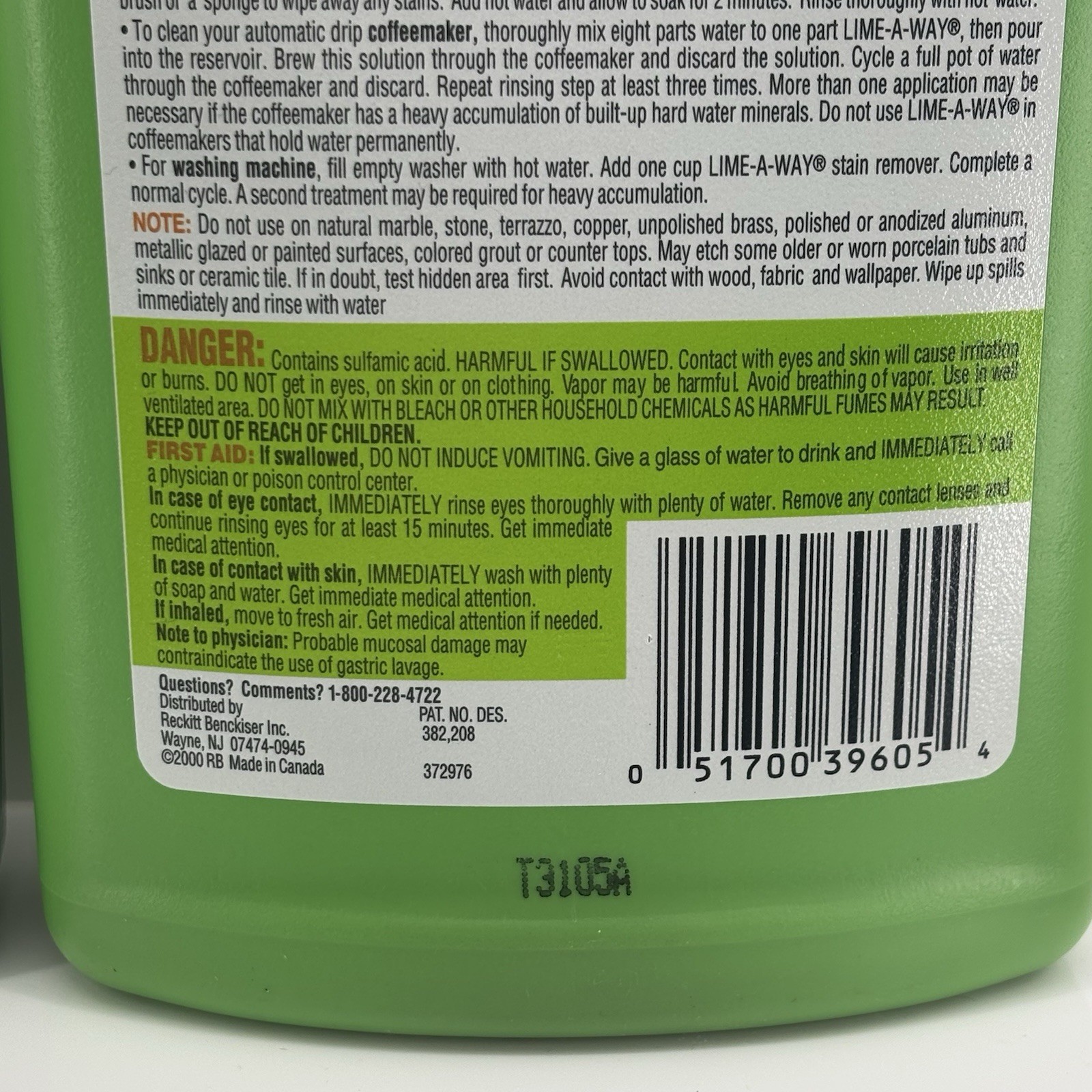 2 Lime-A-Way Lime Away Thick Gel Formula Stain Cleaner 28 oz Each Vintage 2000