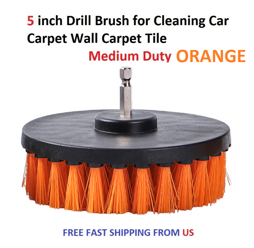 5 inch Drill Brush for Cleaning Car Carpet Wall Carpet Tile Medium Duty ORANGE